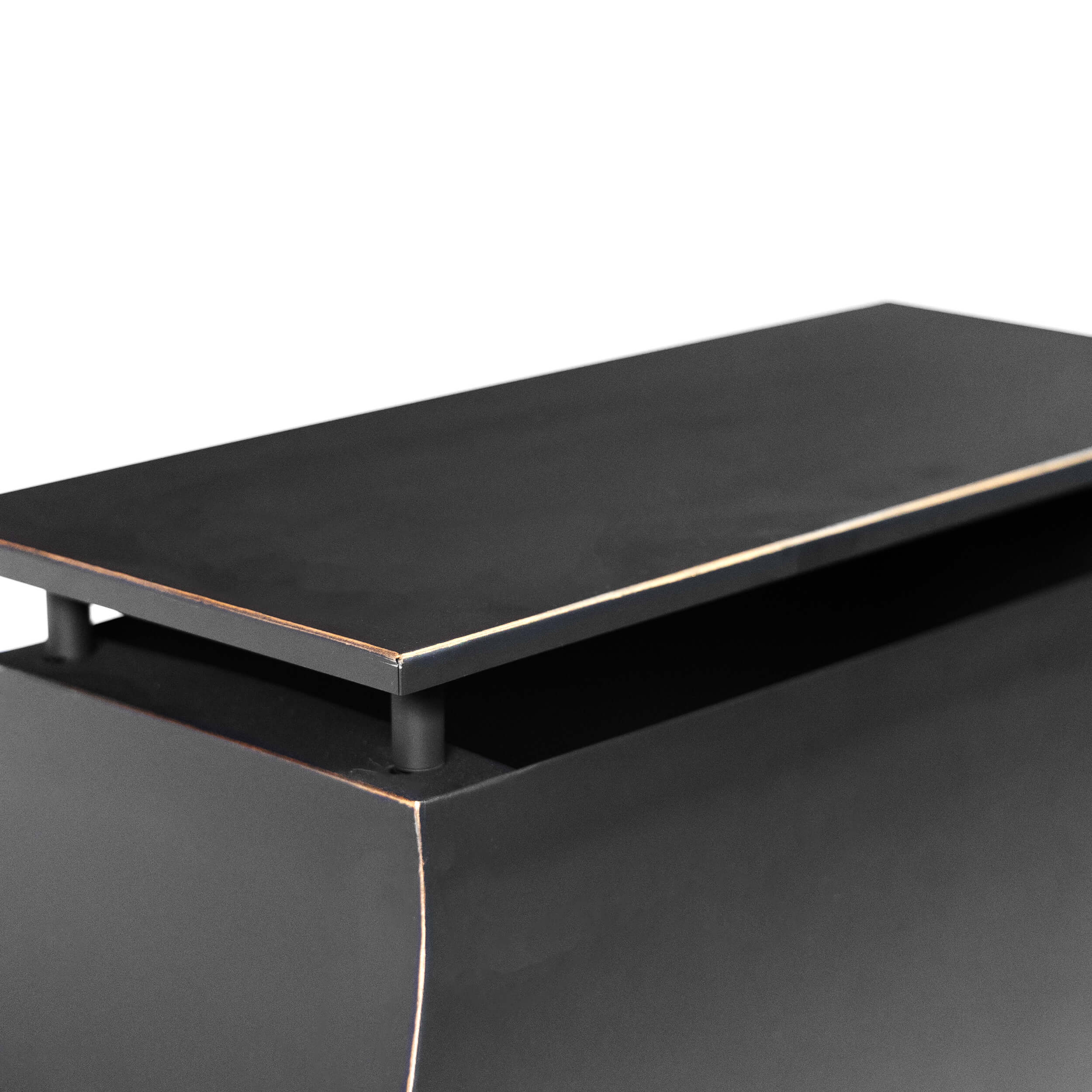 Deko Living Rimasco 80-Inch Metal Wood Burner Fireplace with Side Storage Tables (COB10504) - Image 4
