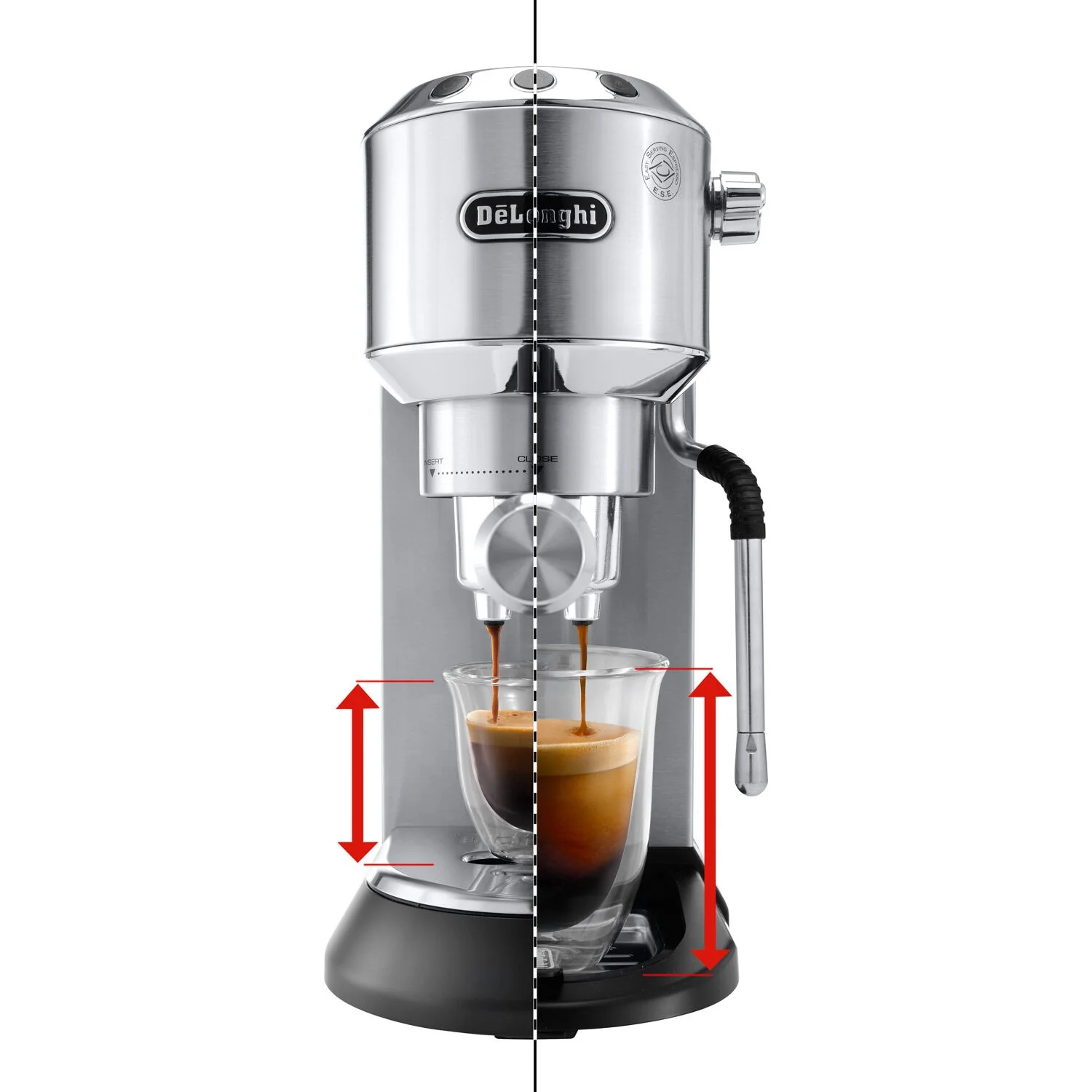 De'Longhi Dedica Arte 15 Bar Pump Espresso Machine with Cappuccino Feature in Stainless (EC885M) - Image 5