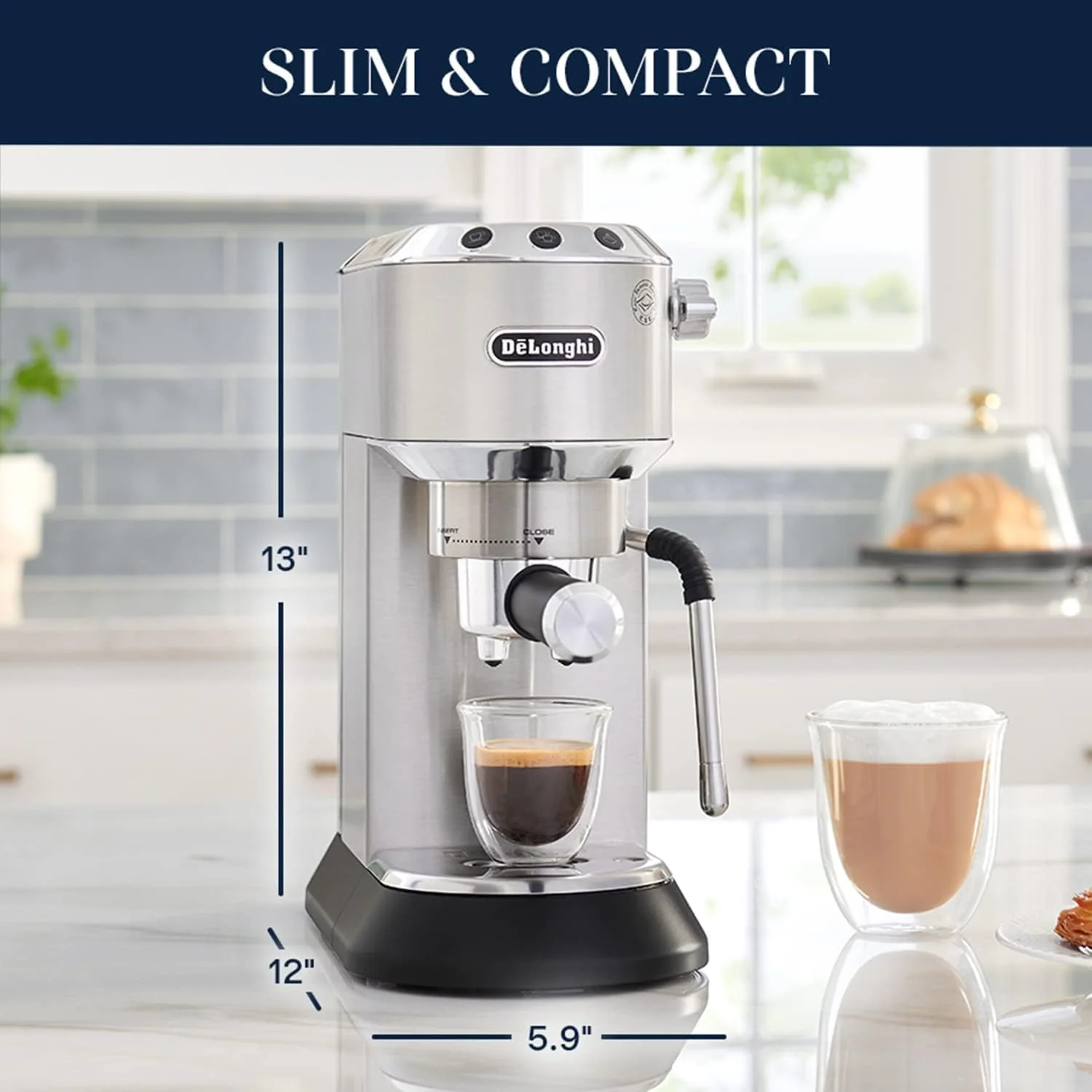 De'Longhi Dedica Arte 15 Bar Pump Espresso Machine with Cappuccino Feature in Stainless (EC885M) - Image 7
