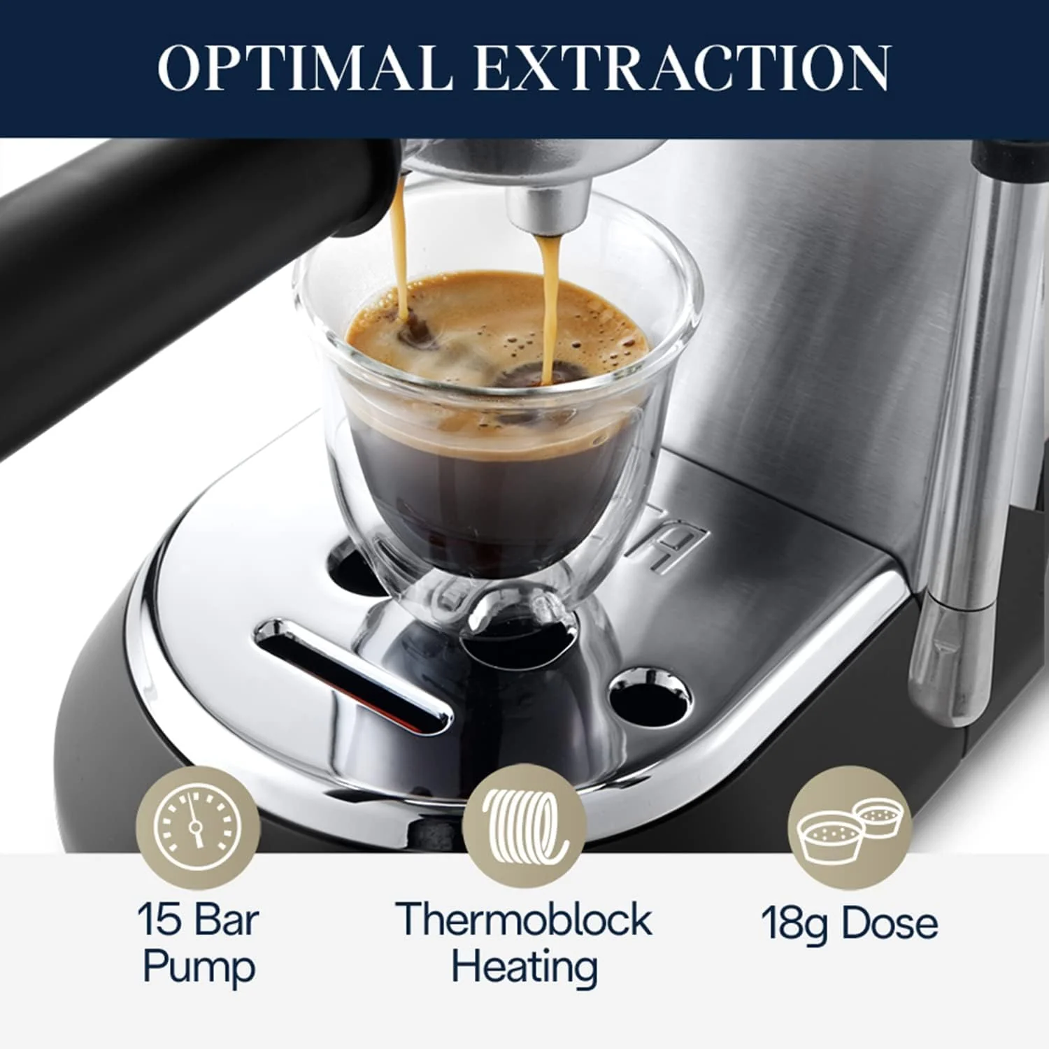 De'Longhi Dedica Arte 15 Bar Pump Espresso Machine with Cappuccino Feature in Stainless (EC885M) - Image 8