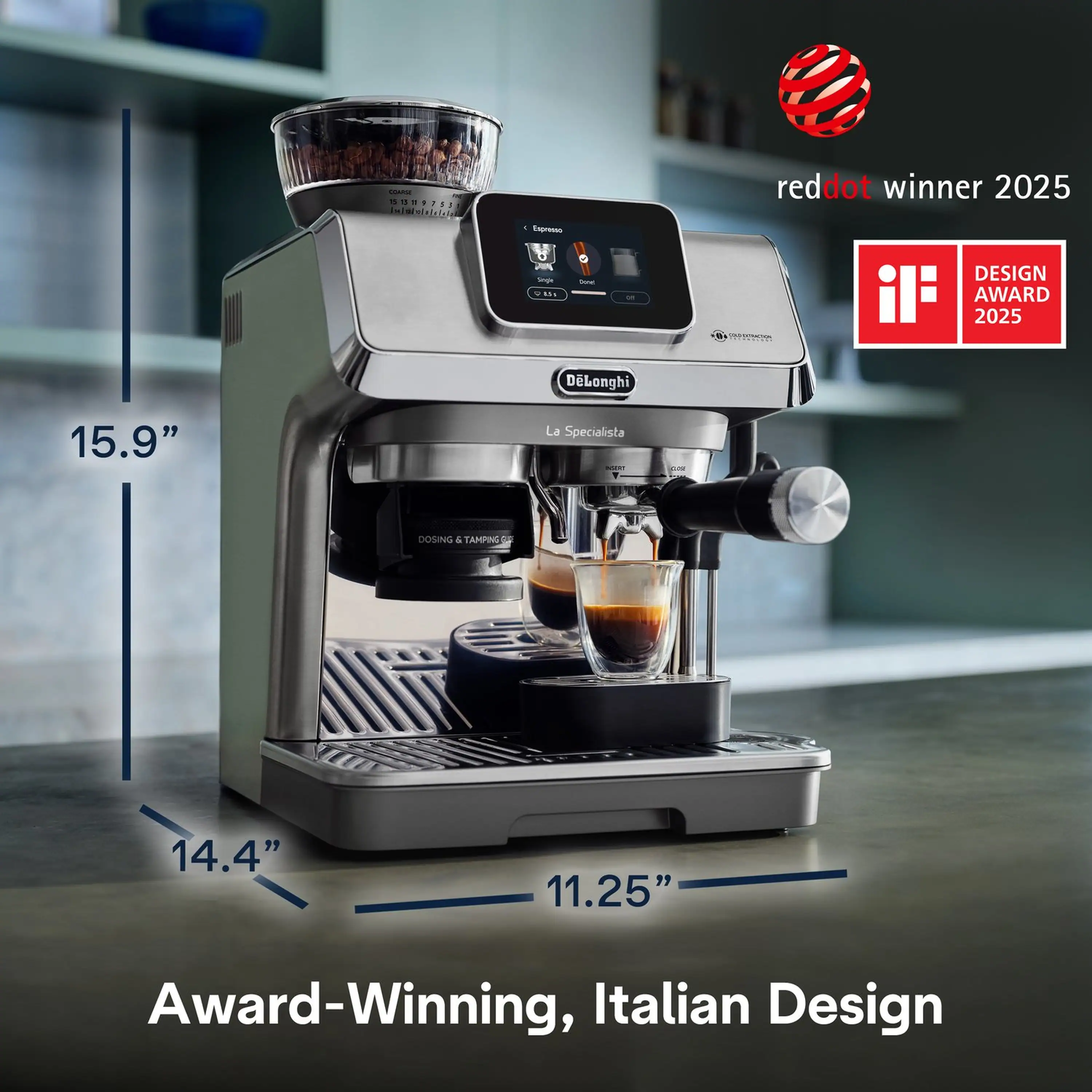 De'Longhi Dedica La Specialista Touch Espresso Machine with Cold Brew. Latte Art in Green (EC9455M) - Image 23