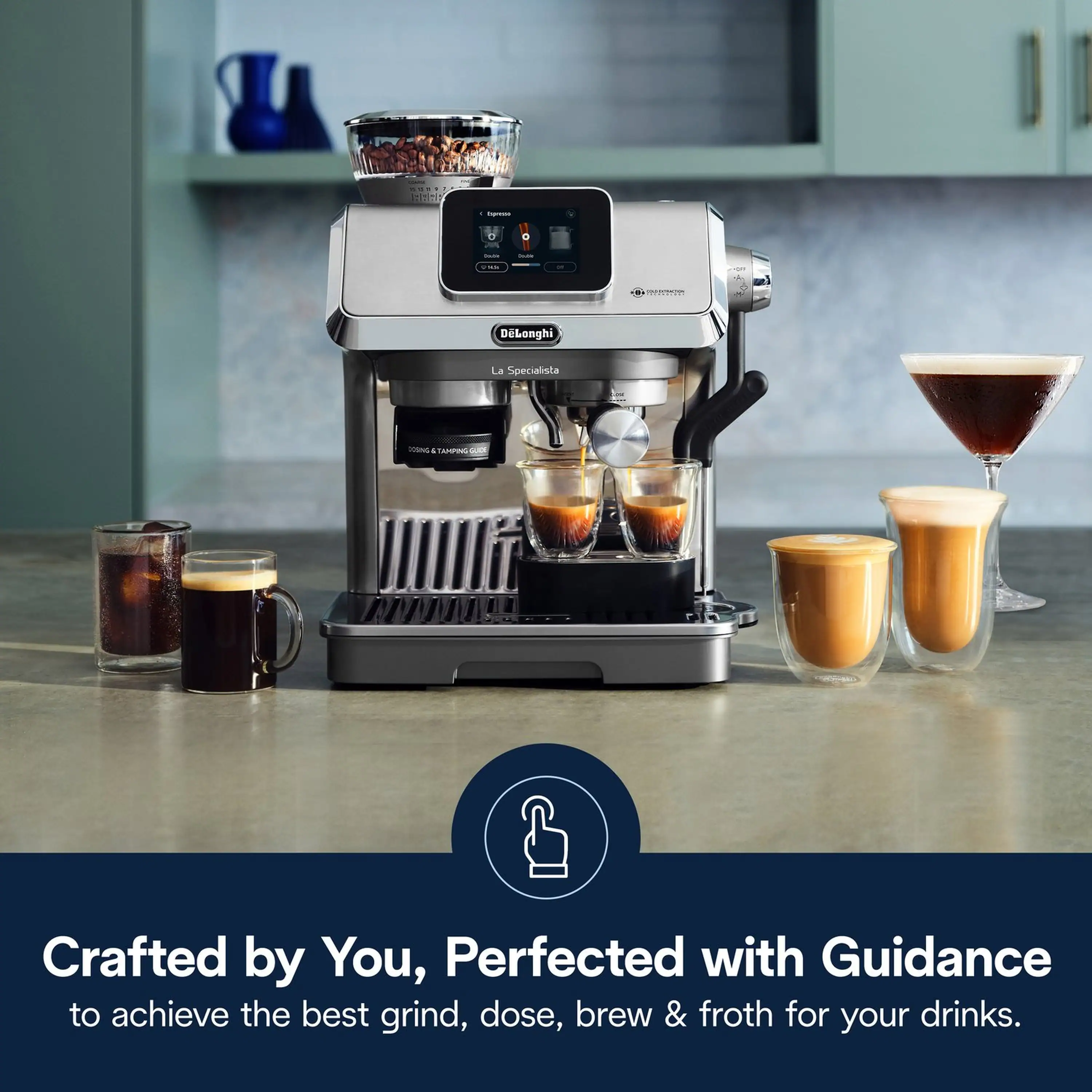 De'Longhi Dedica La Specialista Touch Espresso Machine with Cold Brew. Latte Art in Green (EC9455M) - Image 24