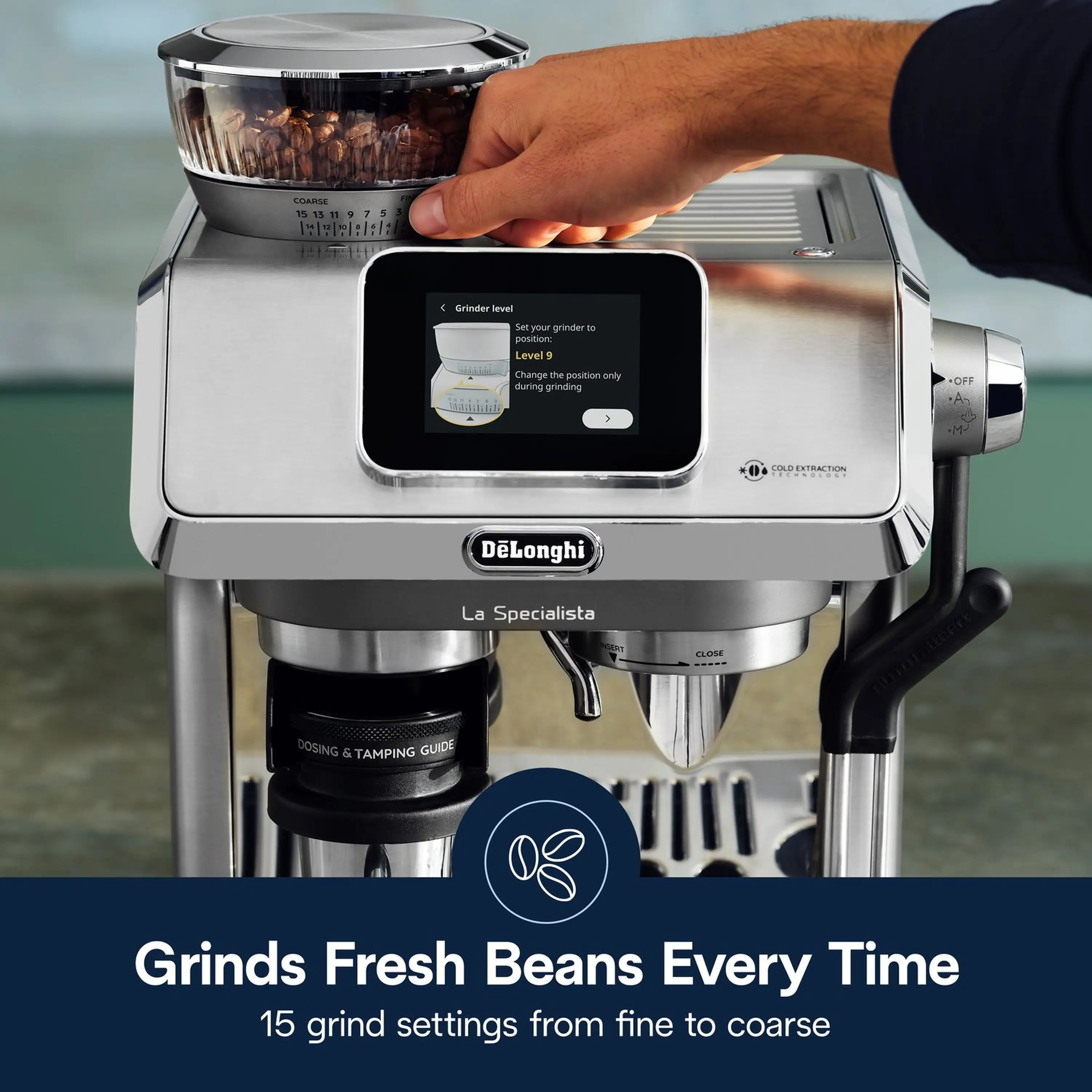 De'Longhi Dedica La Specialista Touch Espresso Machine with Cold Brew. Latte Art in Green (EC9455M) - Image 26