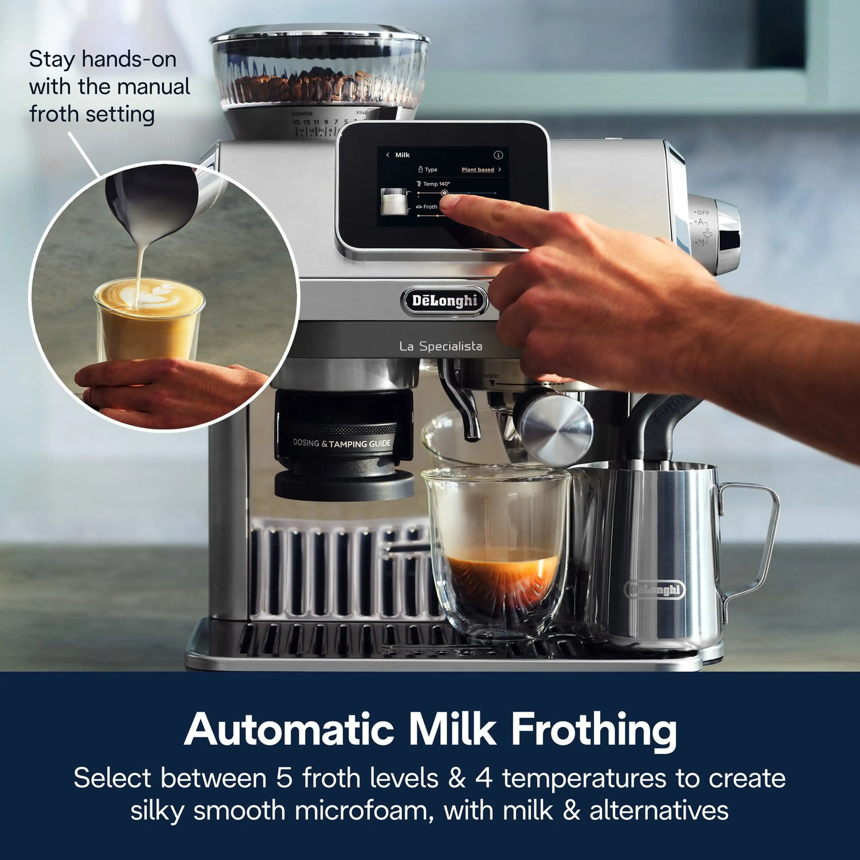 De'Longhi Dedica La Specialista Touch Espresso Machine with Cold Brew. Latte Art in Green (EC9455M) - Image 27