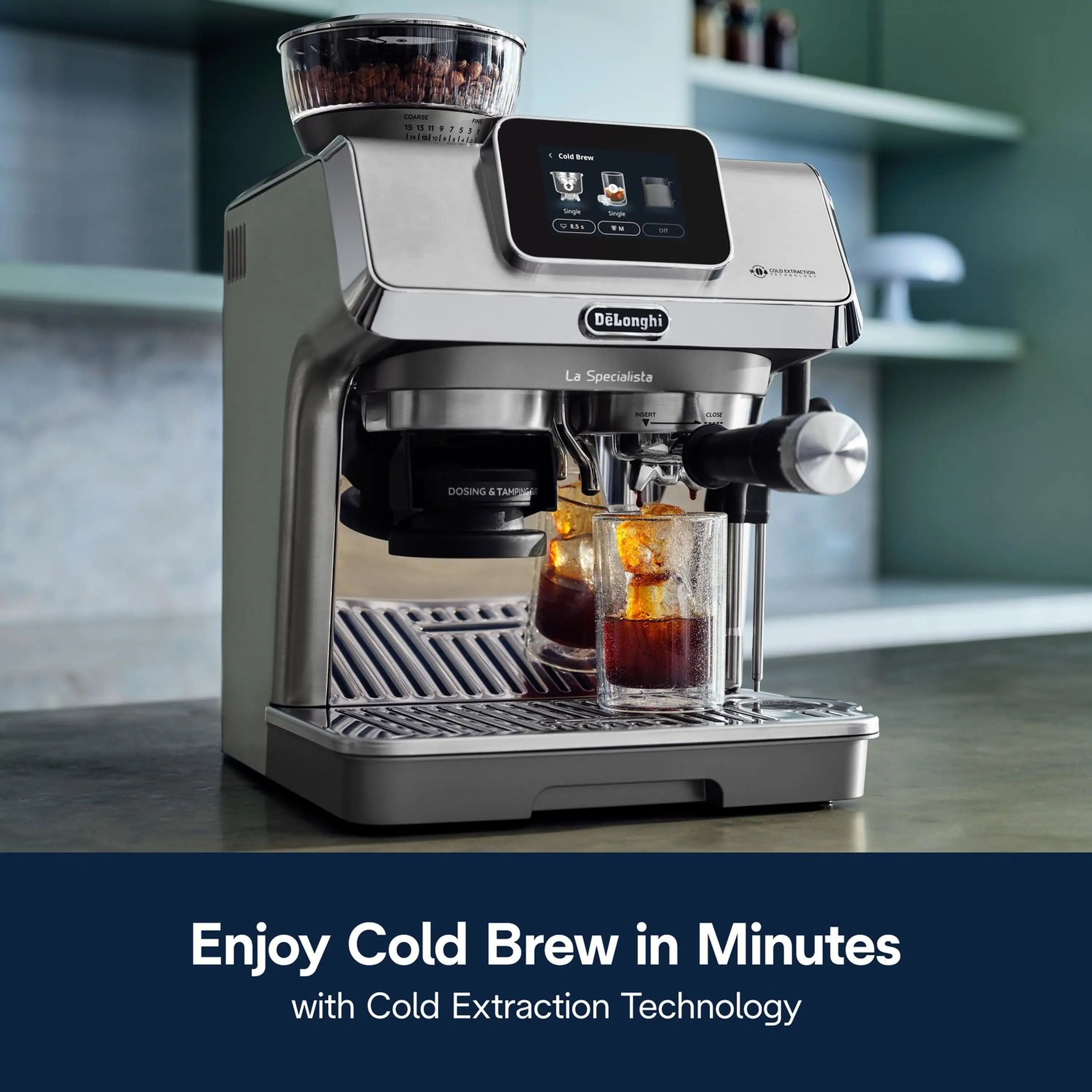 De'Longhi Dedica La Specialista Touch Espresso Machine with Cold Brew. Latte Art in Green (EC9455M) - Image 28