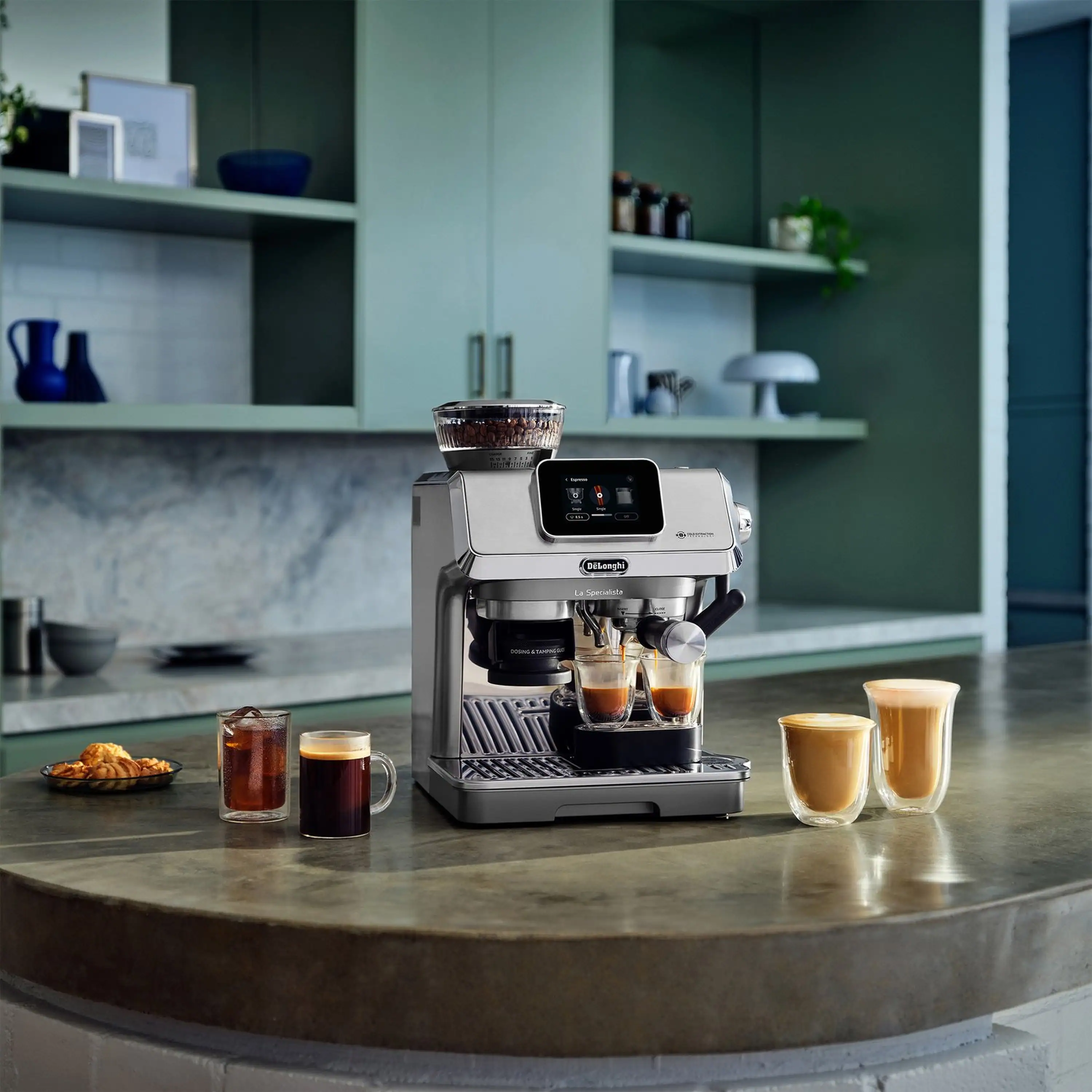 De'Longhi Dedica La Specialista Touch Espresso Machine with Cold Brew. Latte Art in Green (EC9455M) - Image 31