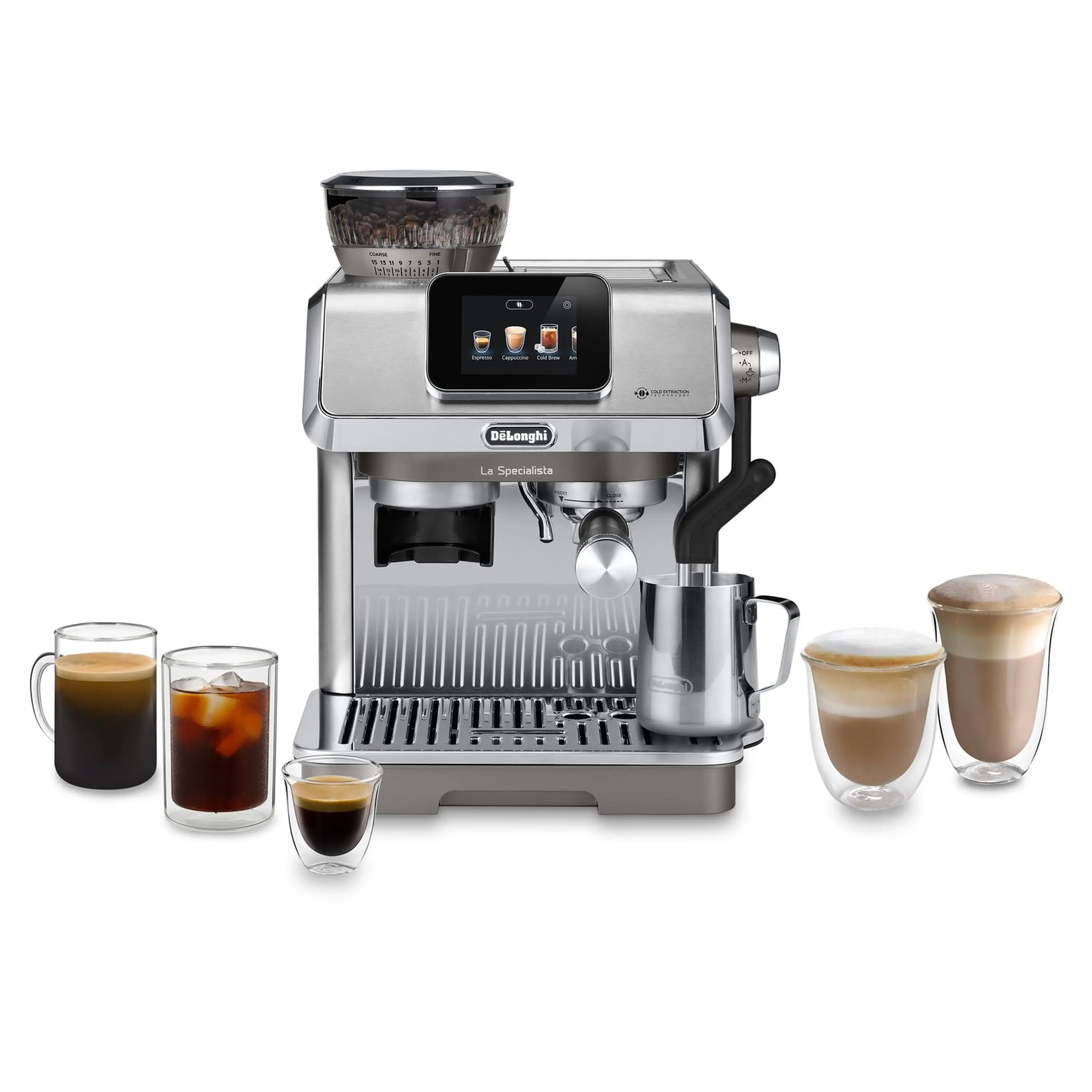 De'Longhi Dedica La Specialista Touch Espresso Machine with Cold Brew. Latte Art in Green (EC9455M) - Image 7