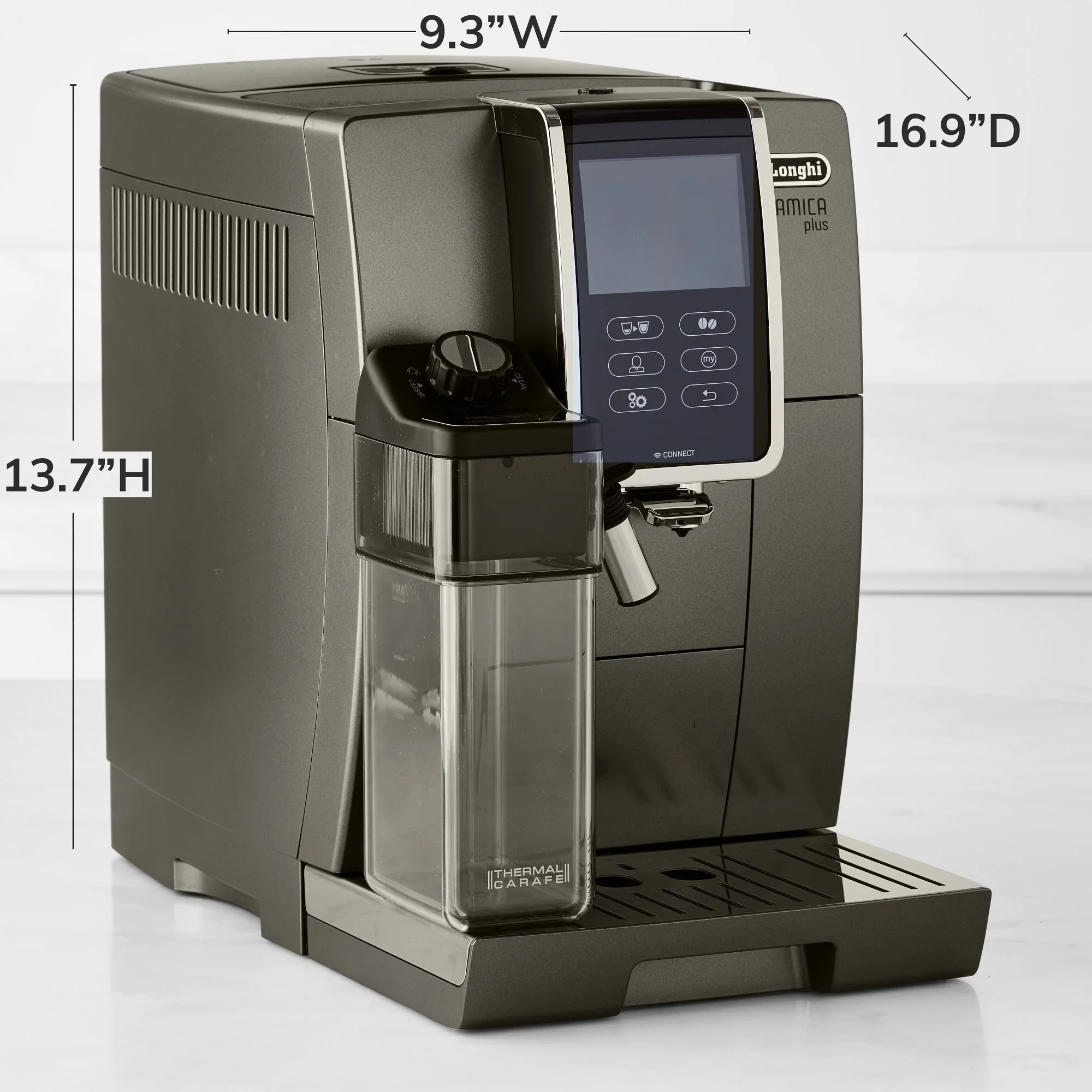 De'Longhi Dinamica Plus, Smart Coffee and Espresso Super Automatic Machine with Coffee Link Connectivity App and Automatic Milk Frother in Titanium (ECAM37095TI) - Image 14
