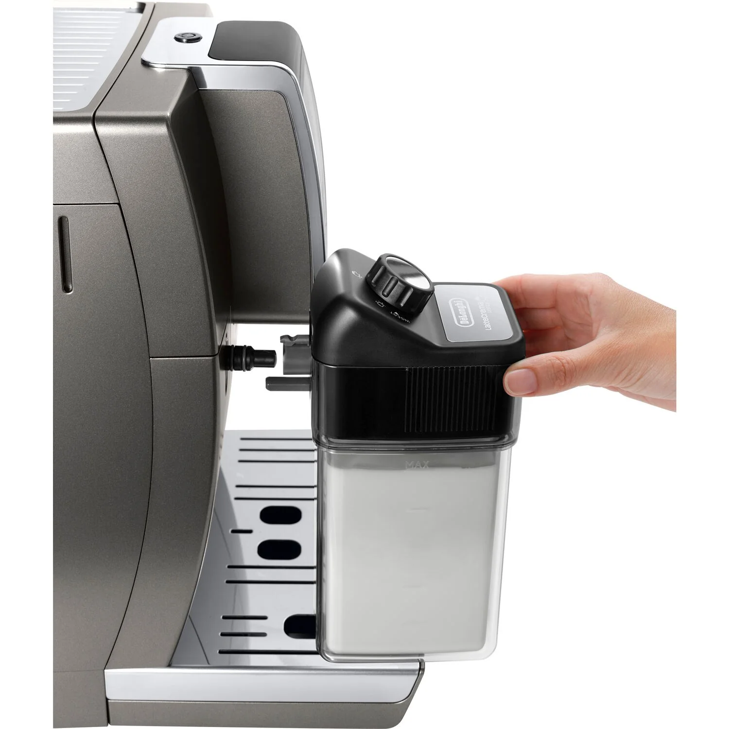 De'Longhi Dinamica Plus, Smart Coffee and Espresso Super Automatic Machine with Coffee Link Connectivity App and Automatic Milk Frother in Titanium (ECAM37095TI) - Image 8