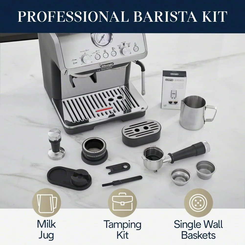 De'Longhi La Specialista Arte 19 Bar Pump Espresso Machine in Silver and Black (EC9155MB) - Image 13