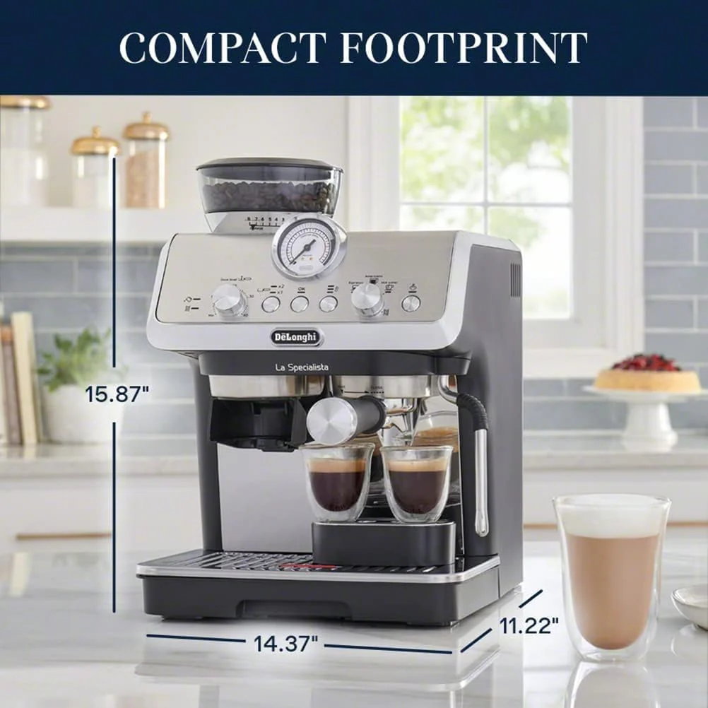 De'Longhi La Specialista Arte 19 Bar Pump Espresso Machine in Silver and Black (EC9155MB) - Image 9