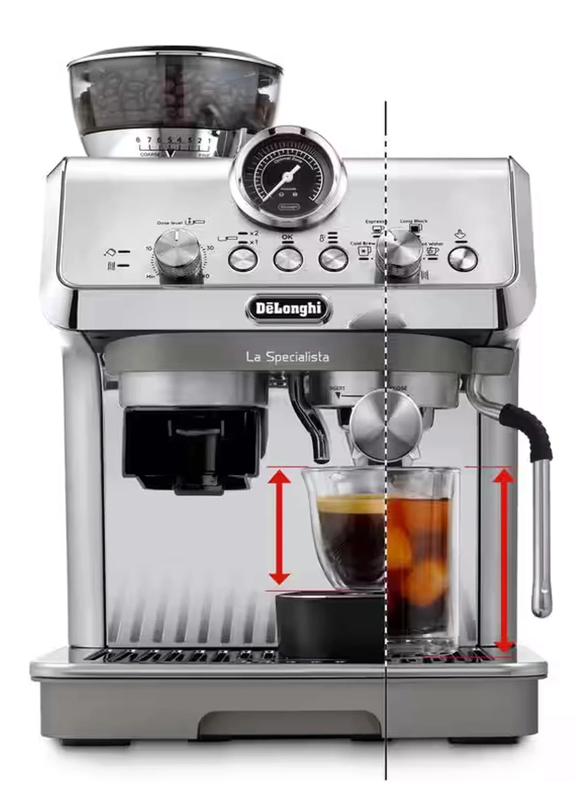 De'Longhi La Specialista Arte Evo Espresso Machine with Cold Brew in Silver (EC9255M) - Image 9
