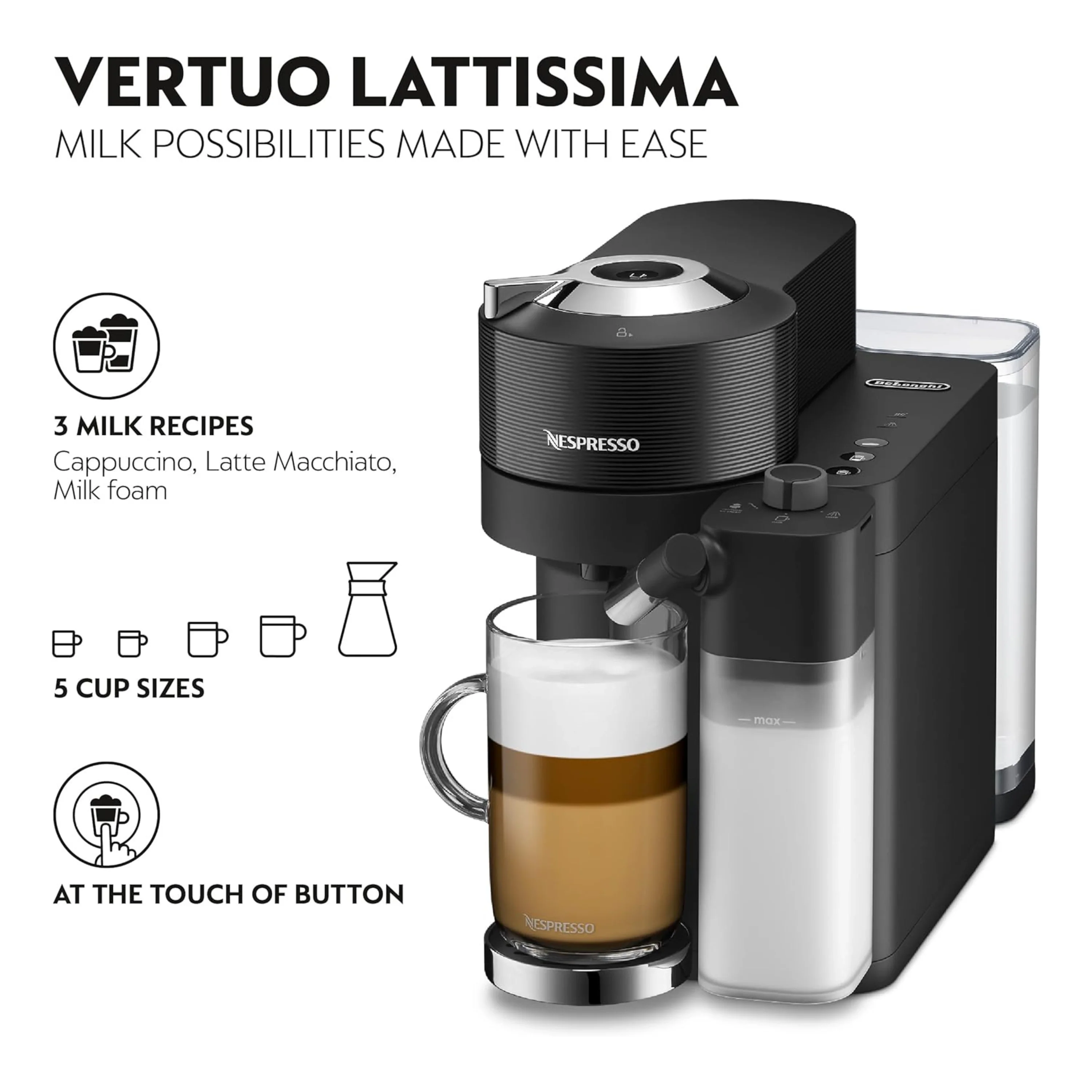De'Longhi Nespresso Vertuo Lattissima in Black (ENV300B) - Image 8