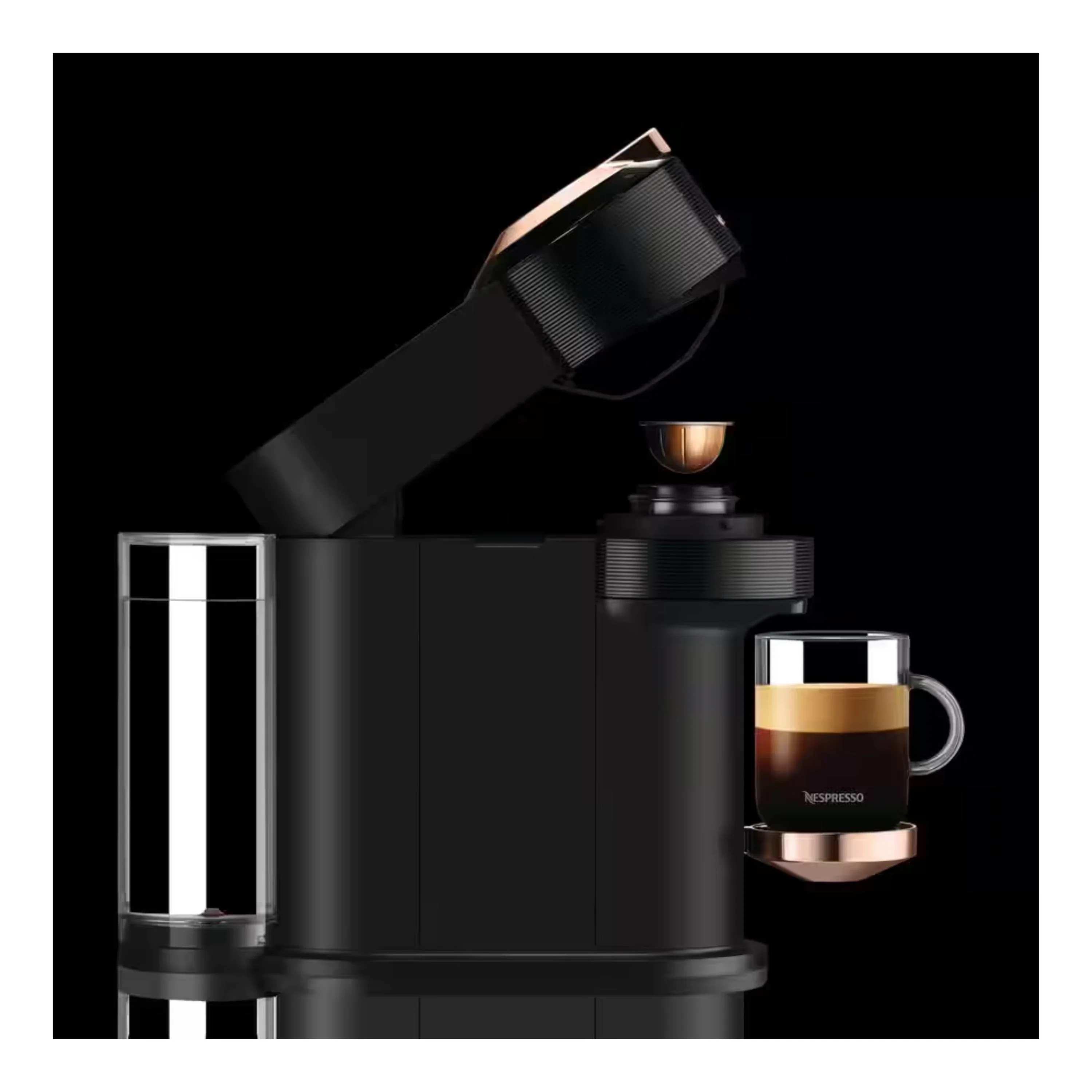 De'Longhi Nespresso Vertuo Next Premium Coffee and Espresso Maker Plus Aeroccino 3 Milk Frother in Black and Rose Gold (ENV120BAE) - Image 2