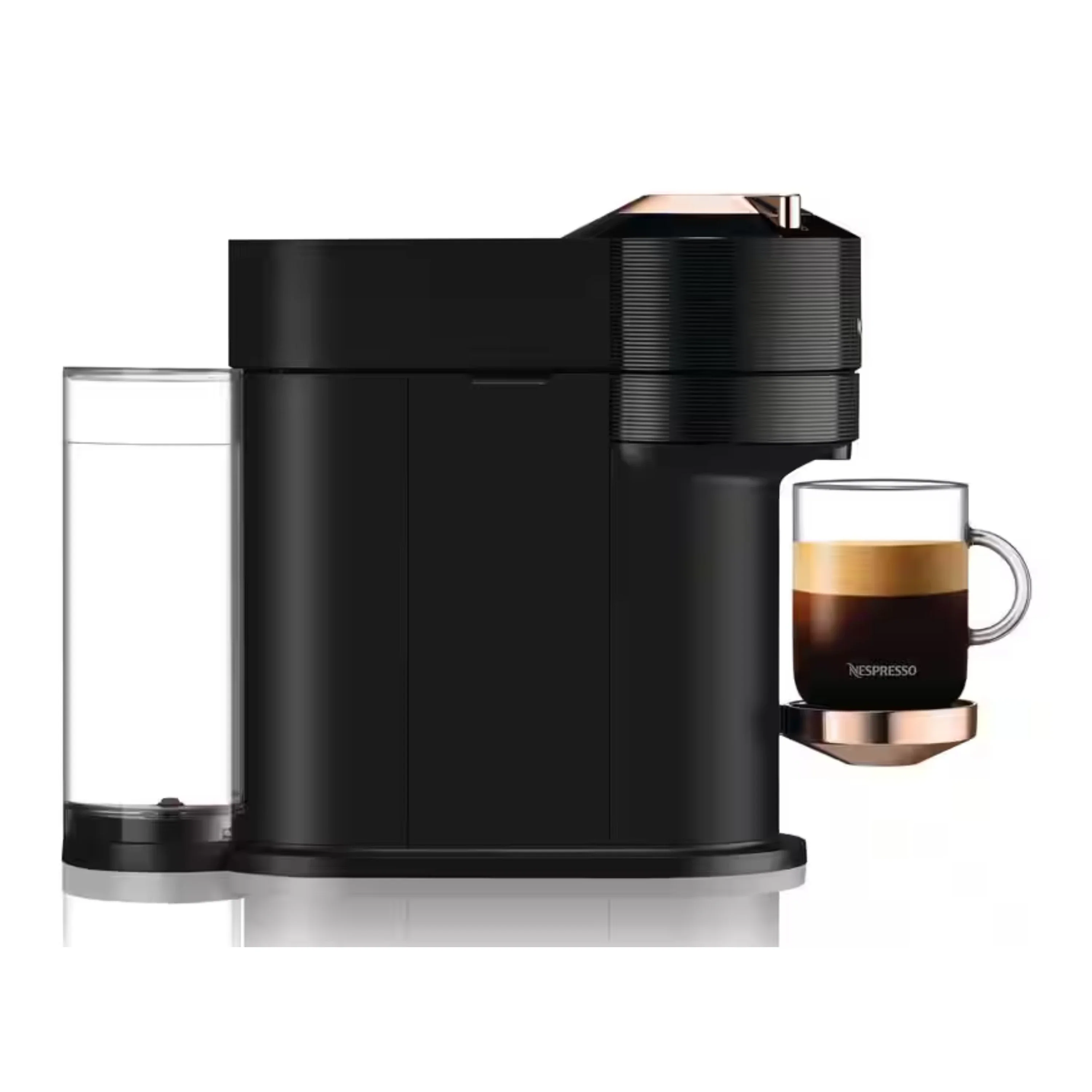 De'Longhi Nespresso Vertuo Next Premium Coffee and Espresso Maker Plus Aeroccino 3 Milk Frother in Black and Rose Gold (ENV120BAE) - Image 3