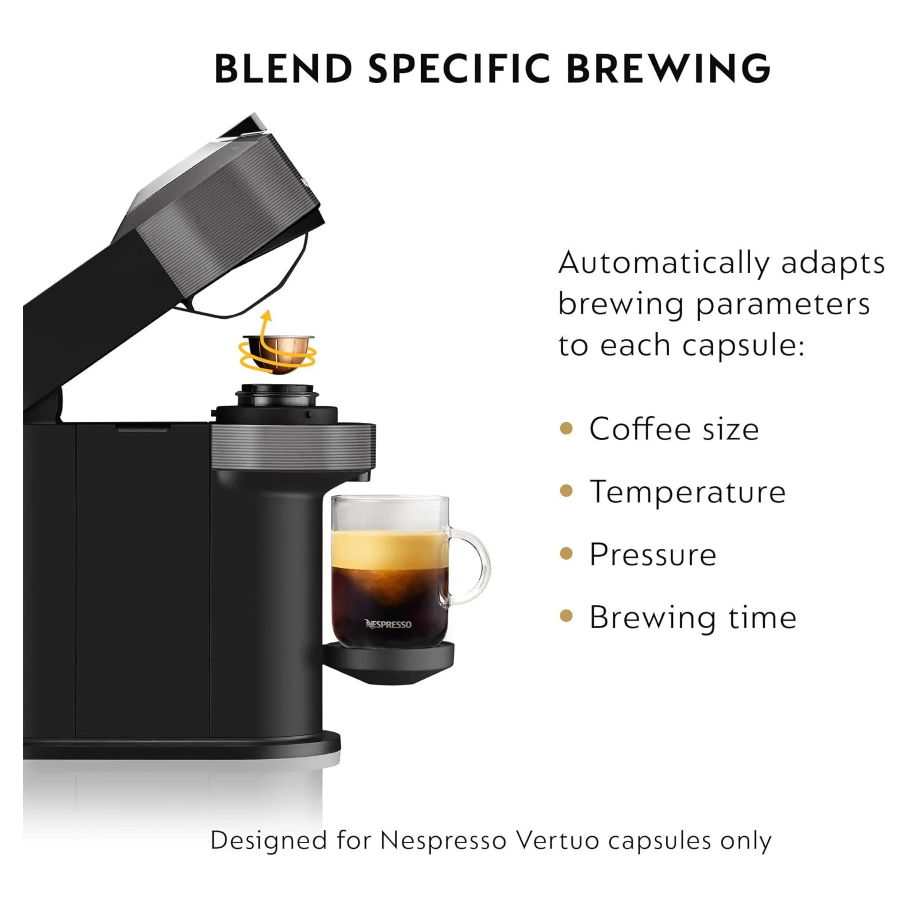 De'Longhi Nespresso Vertuo Next Premium Coffee and Espresso Maker in Gray (ENV120GY) - Image 6