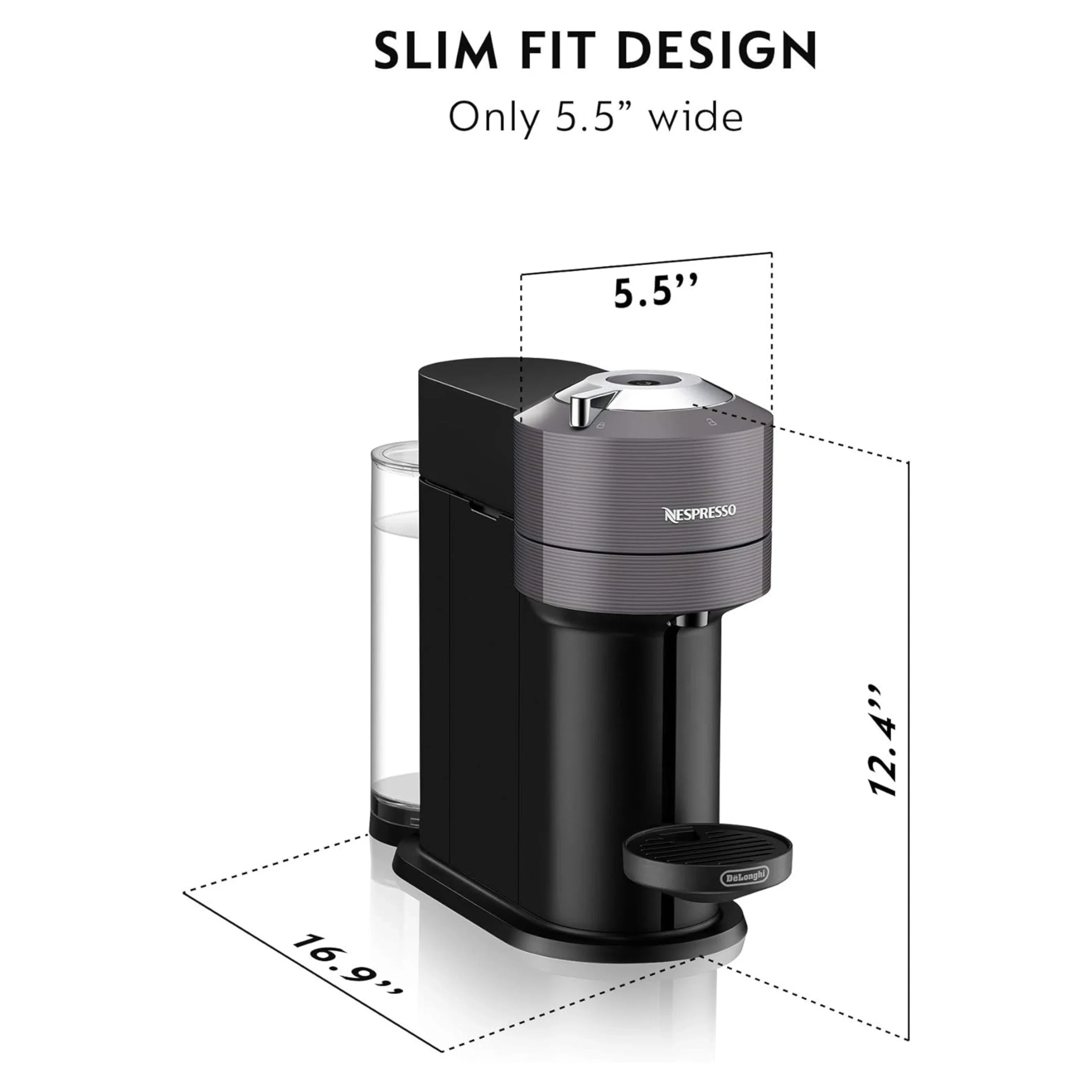 De'Longhi Nespresso Vertuo Next Premium Coffee and Espresso Maker in Gray (ENV120GY) - Image 7