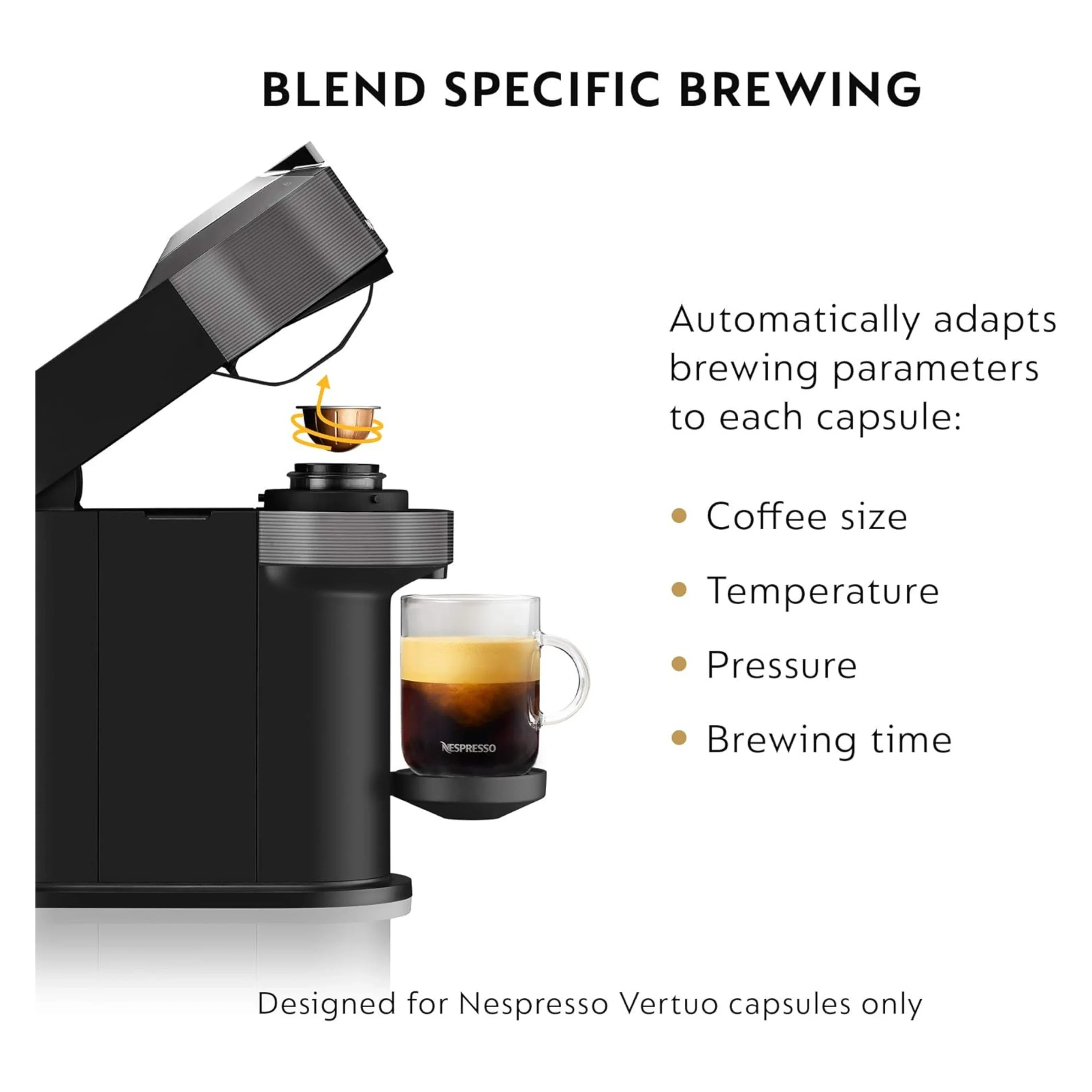 De'Longhi Nespresso Vertuo Next Premium Coffee and Espresso Maker Plus Aeroccino3 Milk Frother in Black and Gray (ENV120GYAE) - Image 8