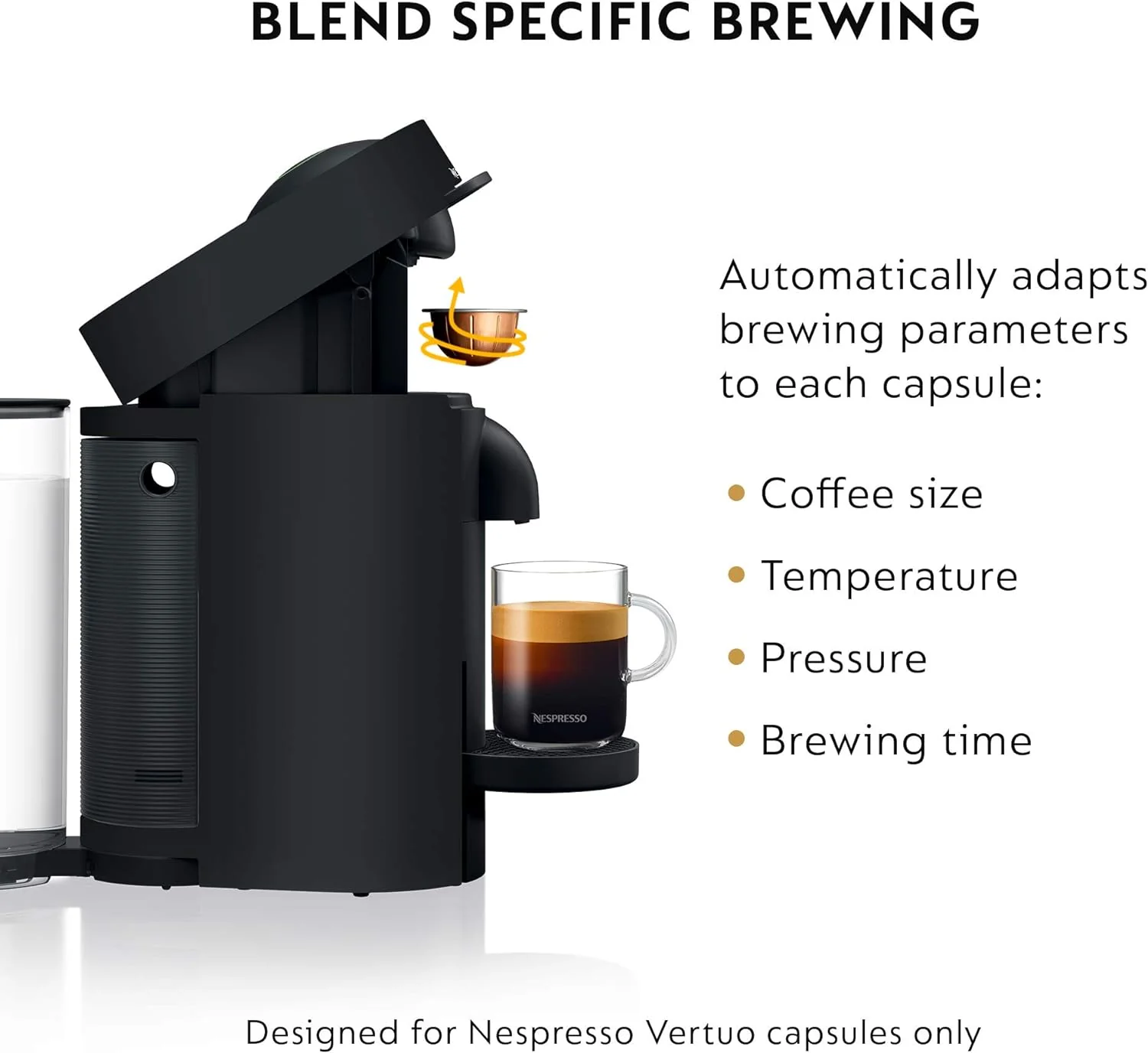 De'Longhi Nespresso VertuoPlus Coffee & Espresso Single-Serve Machine and Aeroccino Milk Frother in Black (ENV150BMAE) - Image 11