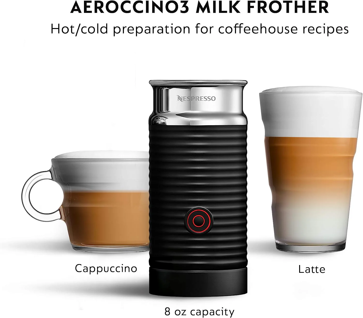 De'Longhi Nespresso VertuoPlus Coffee & Espresso Single-Serve Machine and Aeroccino Milk Frother in Black (ENV150BMAE) - Image 3