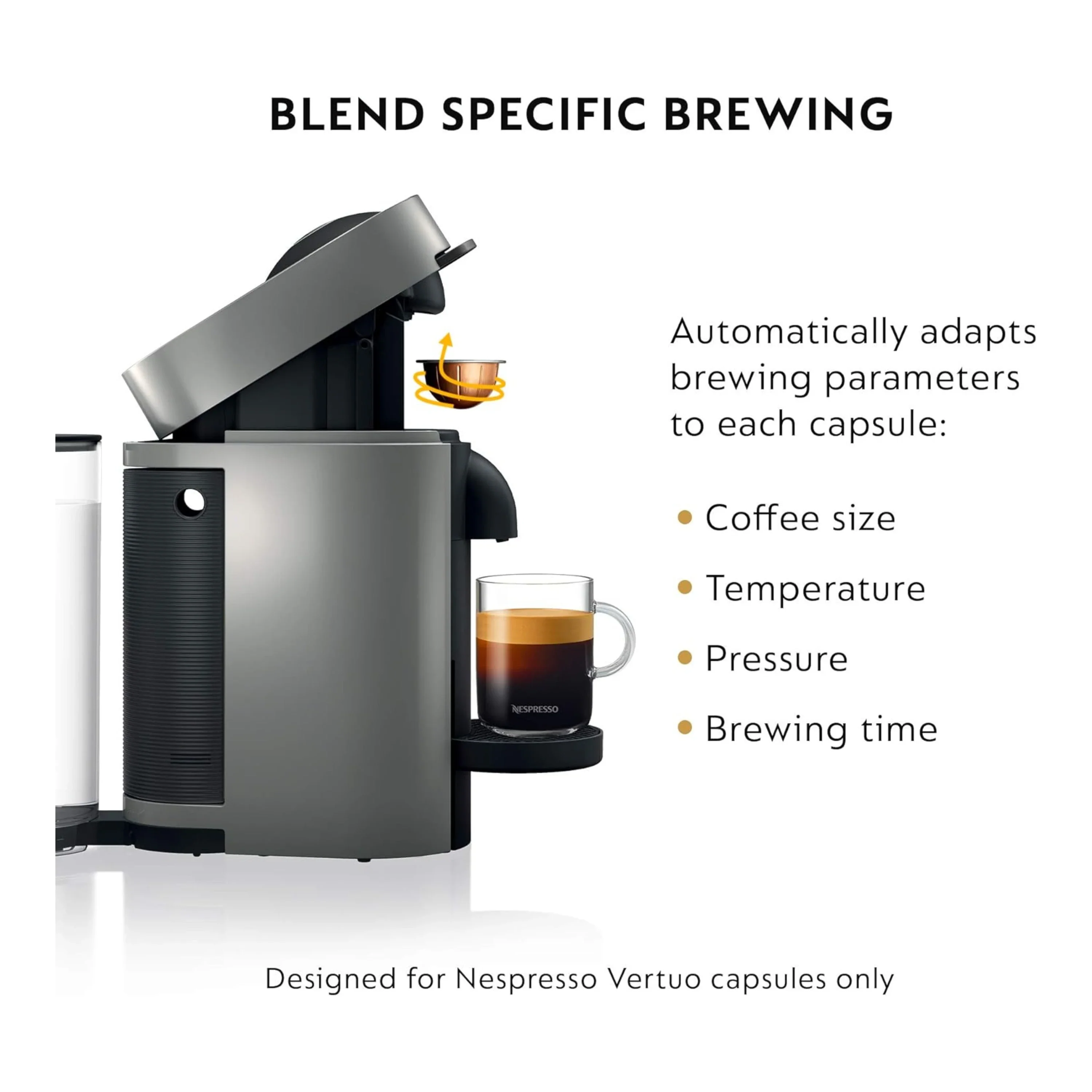 De'Longhi Nespresso VertuoPlus Coffee & Espresso Single-Serve Machine in Gray (ENV150GY) - Image 2