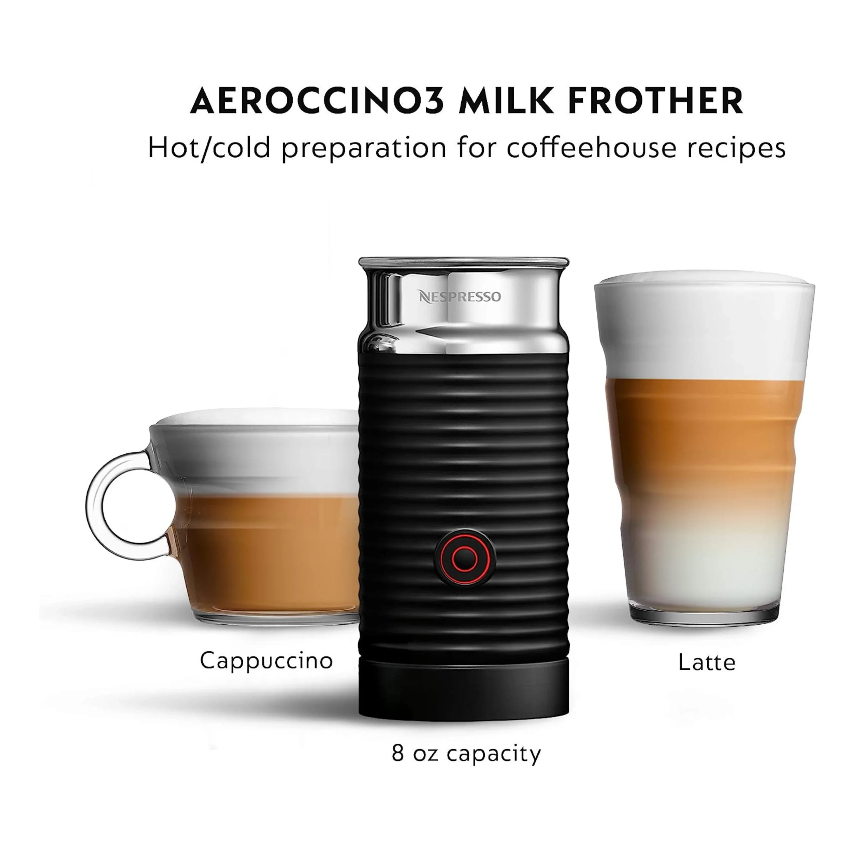 De'Longhi Nespresso VertuoPlus Deluxe Coffee & Espresso Single-Serve Machine and Aeroccino Milk Frother in Black (ENV155BAE) - Image 2