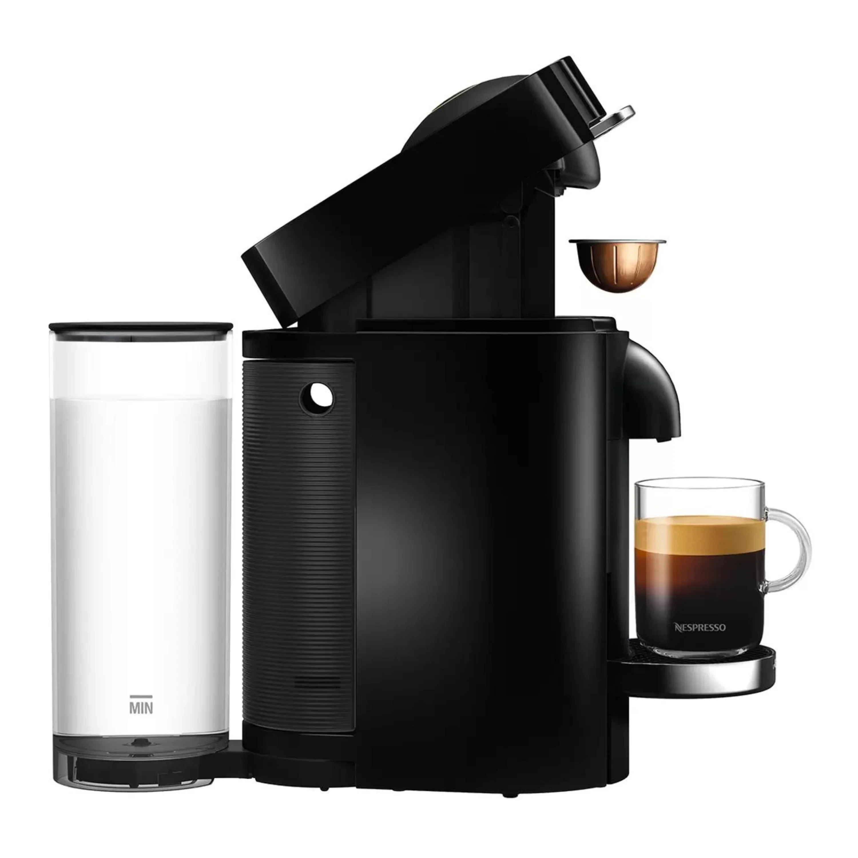 De'Longhi Nespresso VertuoPlus Deluxe Coffee & Espresso Single-Serve Machine in Piano Black with Chrome Detailing (ENV155B) - Image 2