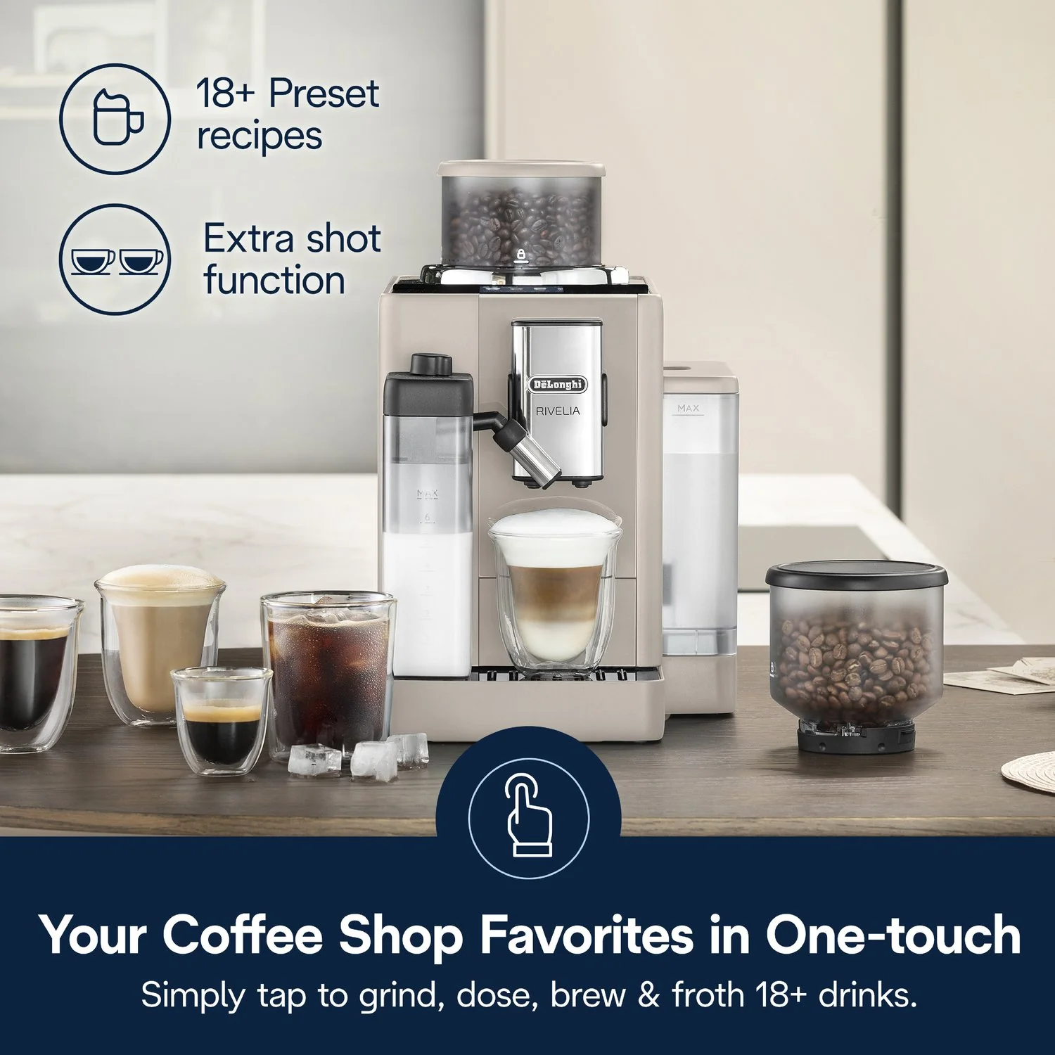 De'Longhi Rivelia Fully Automatic Espresso Machine in Beige (EXAM44055BG) - Image 11
