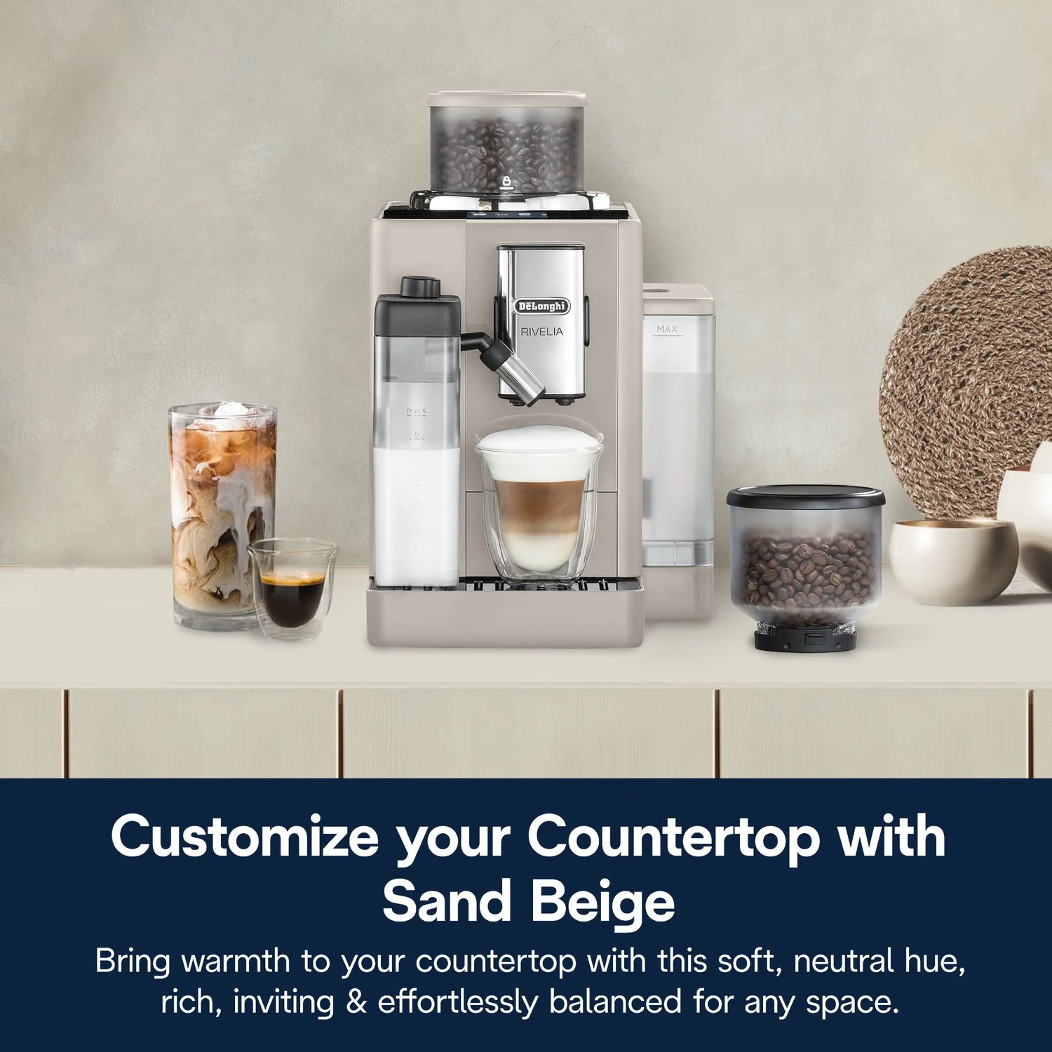 De'Longhi Rivelia Fully Automatic Espresso Machine in Beige (EXAM44055BG) - Image 14