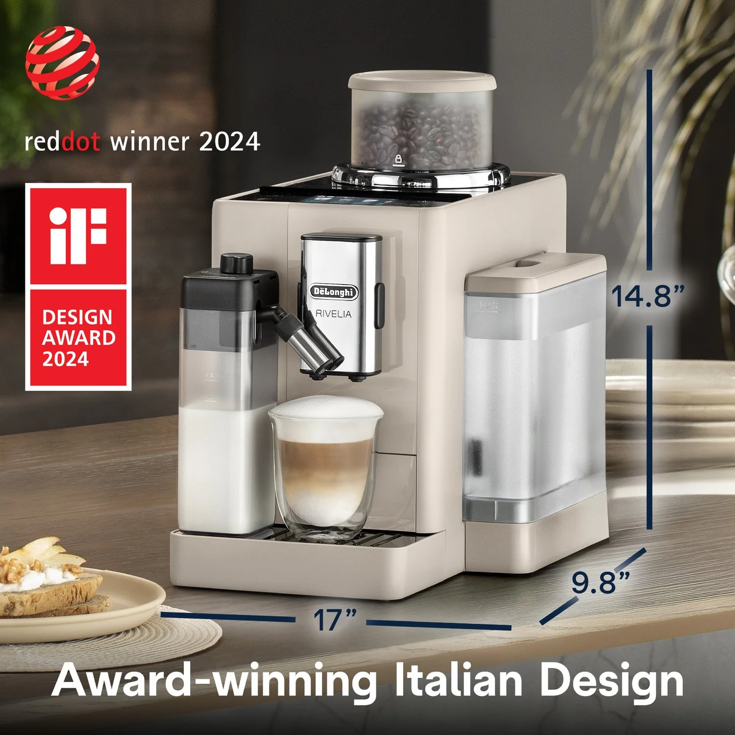 De'Longhi Rivelia Fully Automatic Espresso Machine in Beige (EXAM44055BG) - Image 19
