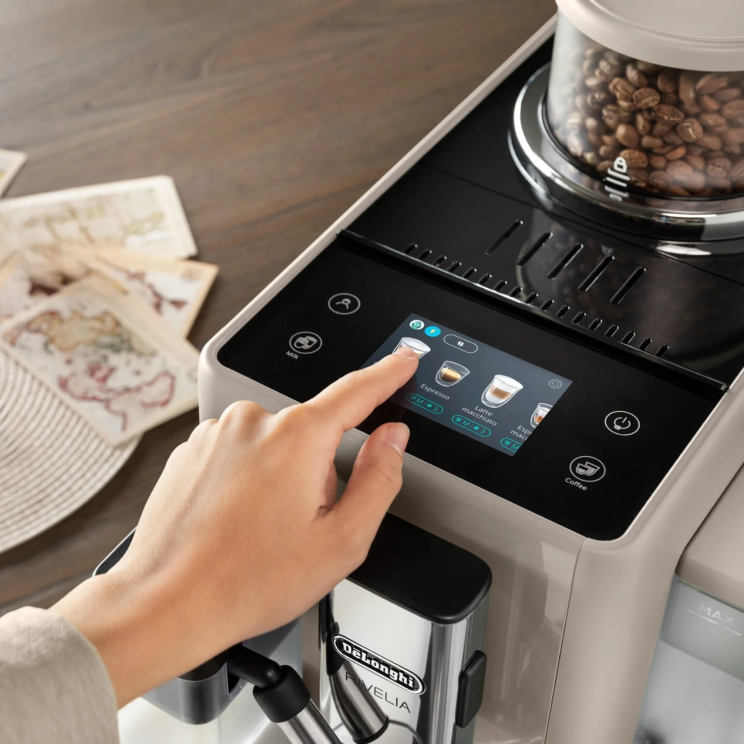 De'Longhi Rivelia Fully Automatic Espresso Machine in Beige (EXAM44055BG) - Image 3
