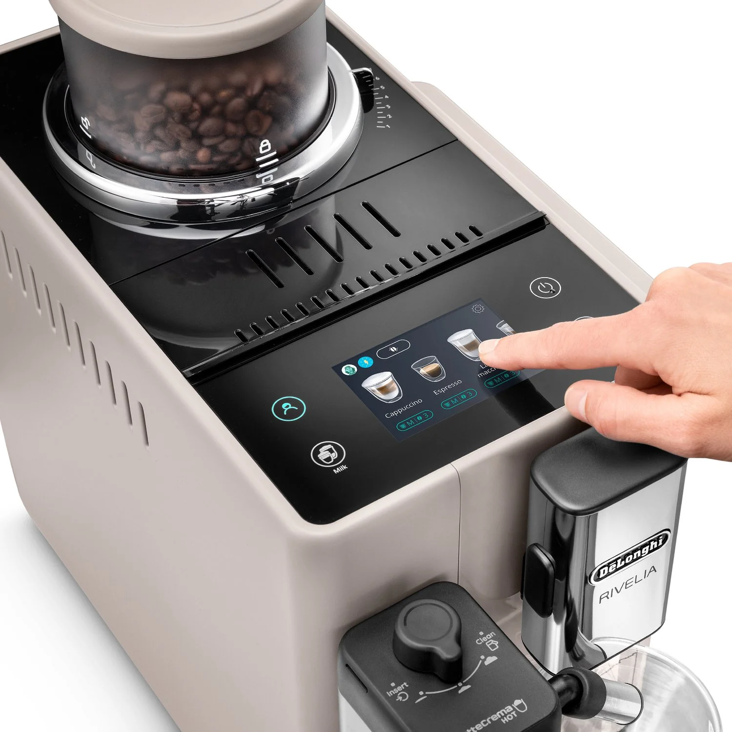 De'Longhi Rivelia Fully Automatic Espresso Machine in Beige (EXAM44055BG) - Image 4