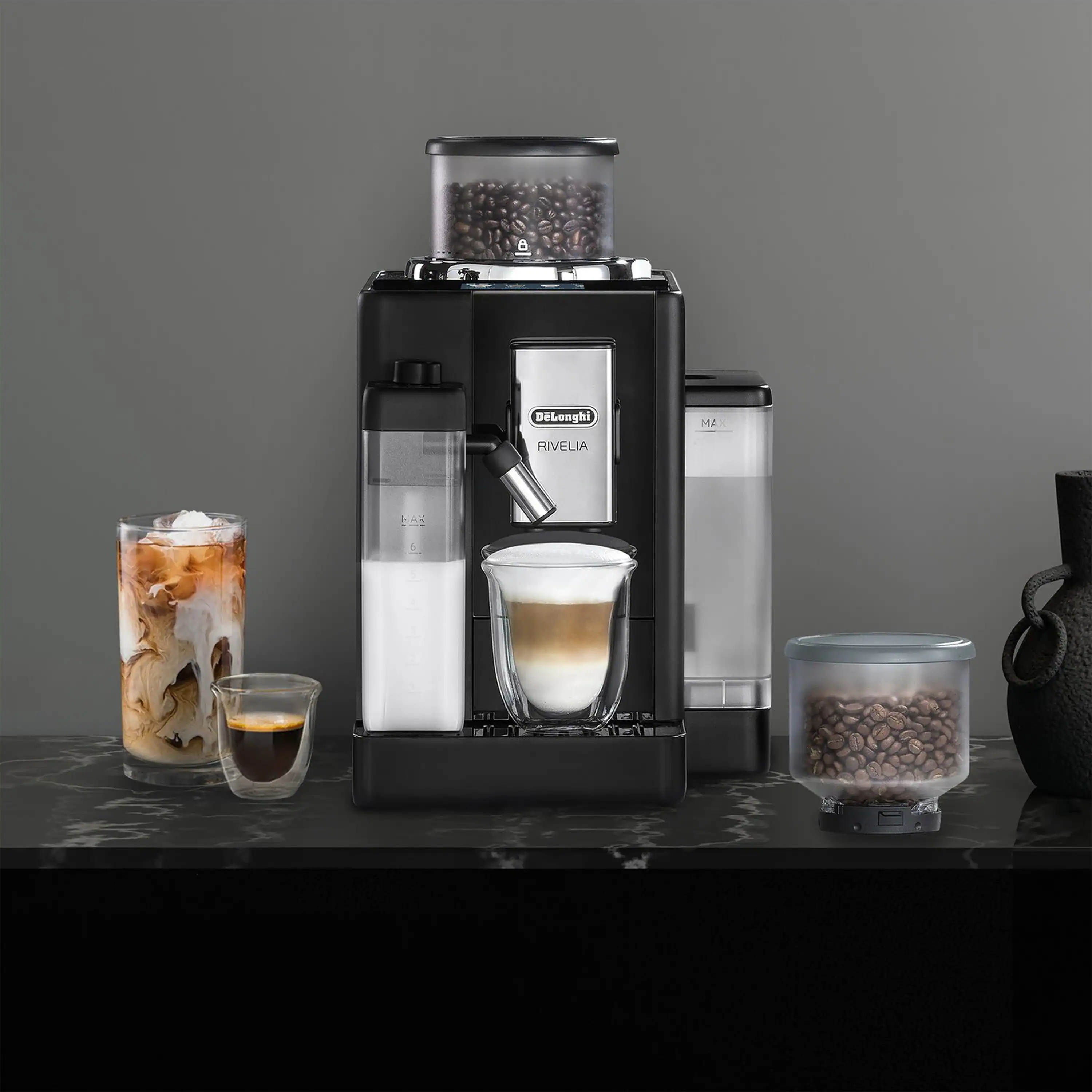 De'Longhi Rivelia Fully Automatic Espresso Machine in Black (EXAM44055B) - Image 2