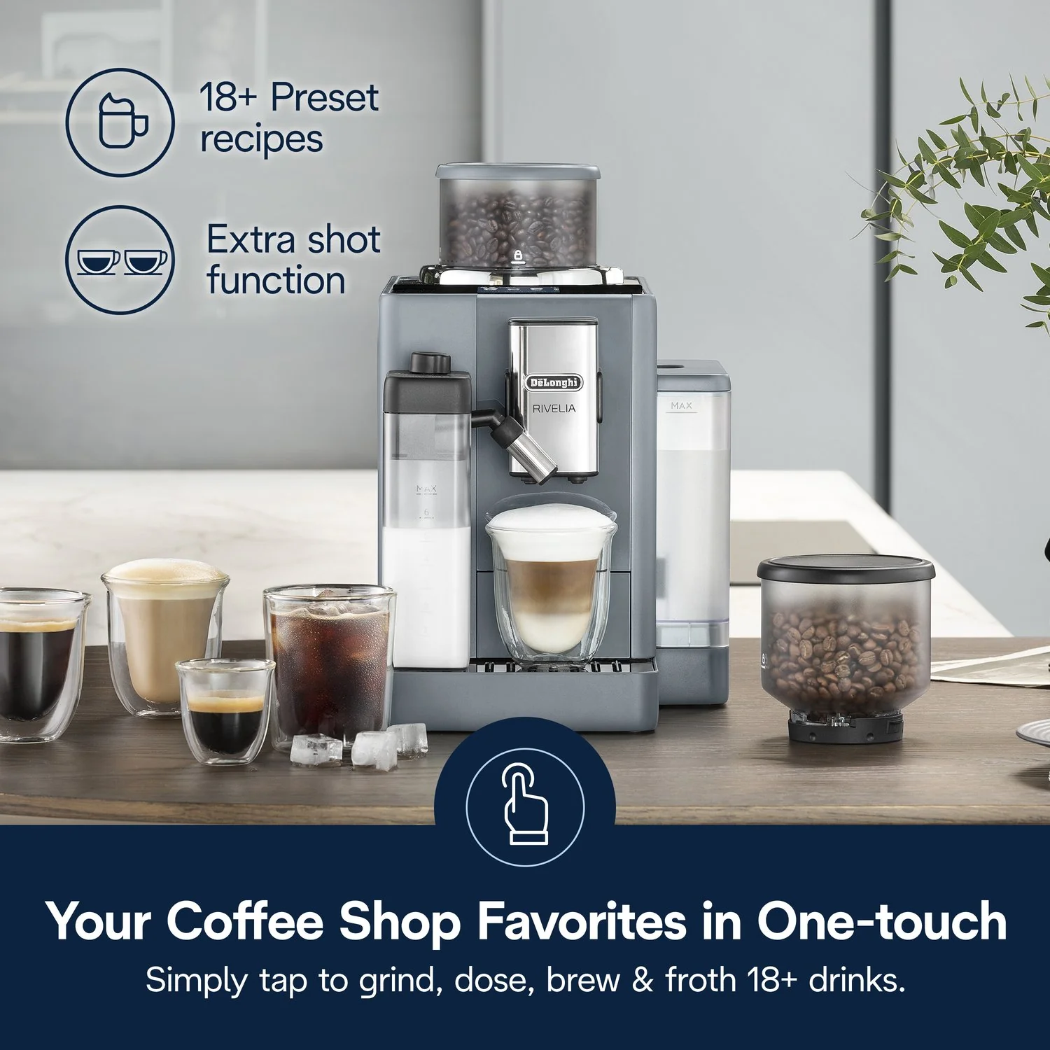 De'Longhi Rivelia Fully Automatic Espresso Machine in Pebble Gray (EXAM44055G) - Image 14