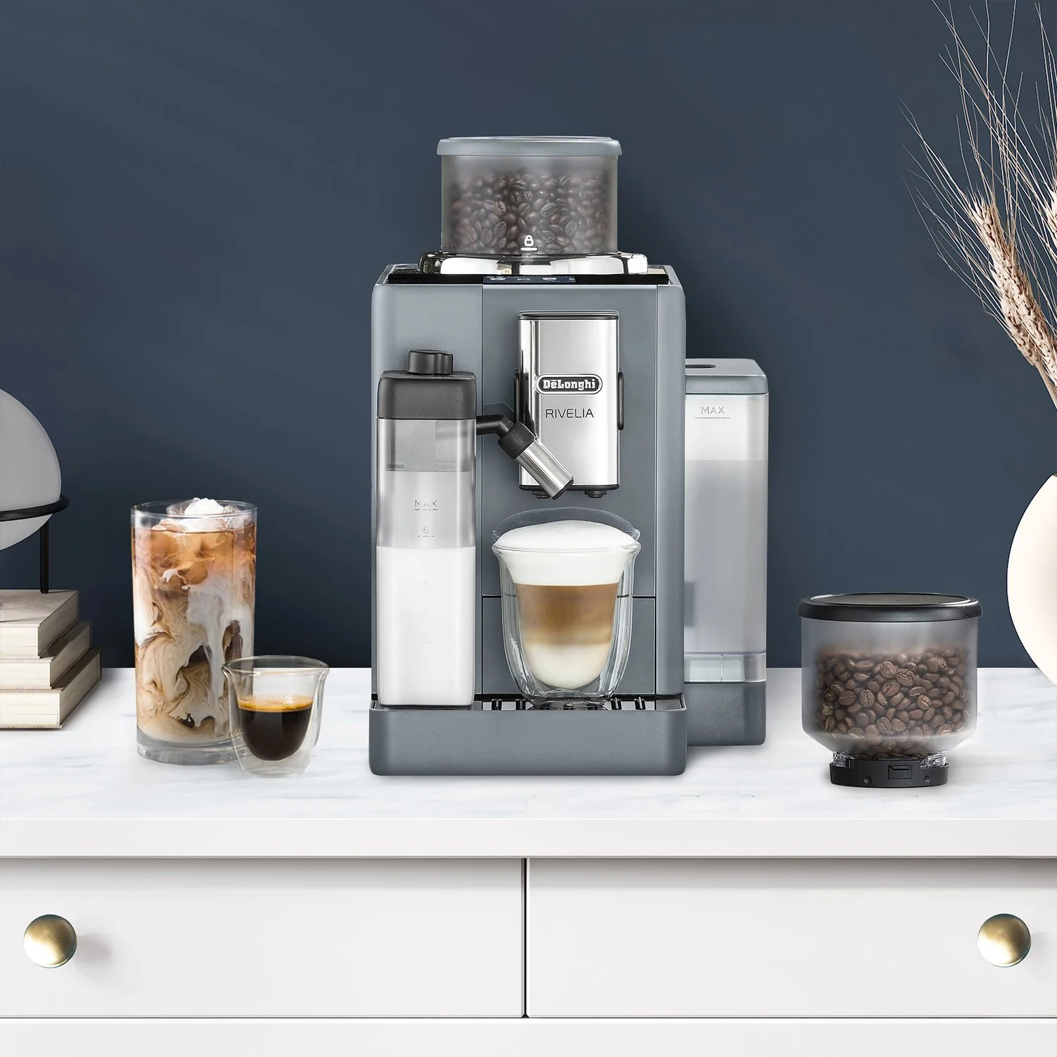 De'Longhi Rivelia Fully Automatic Espresso Machine in Pebble Gray (EXAM44055G) - Image 2