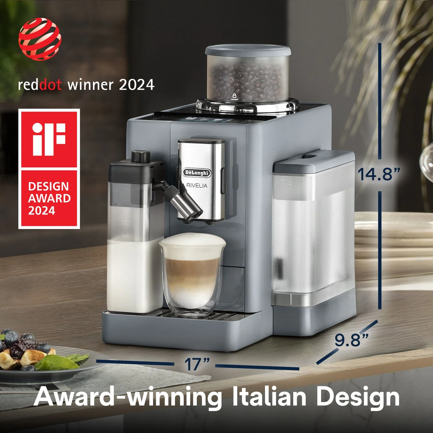 De'Longhi Rivelia Fully Automatic Espresso Machine in Pebble Gray (EXAM44055G) - Image 23