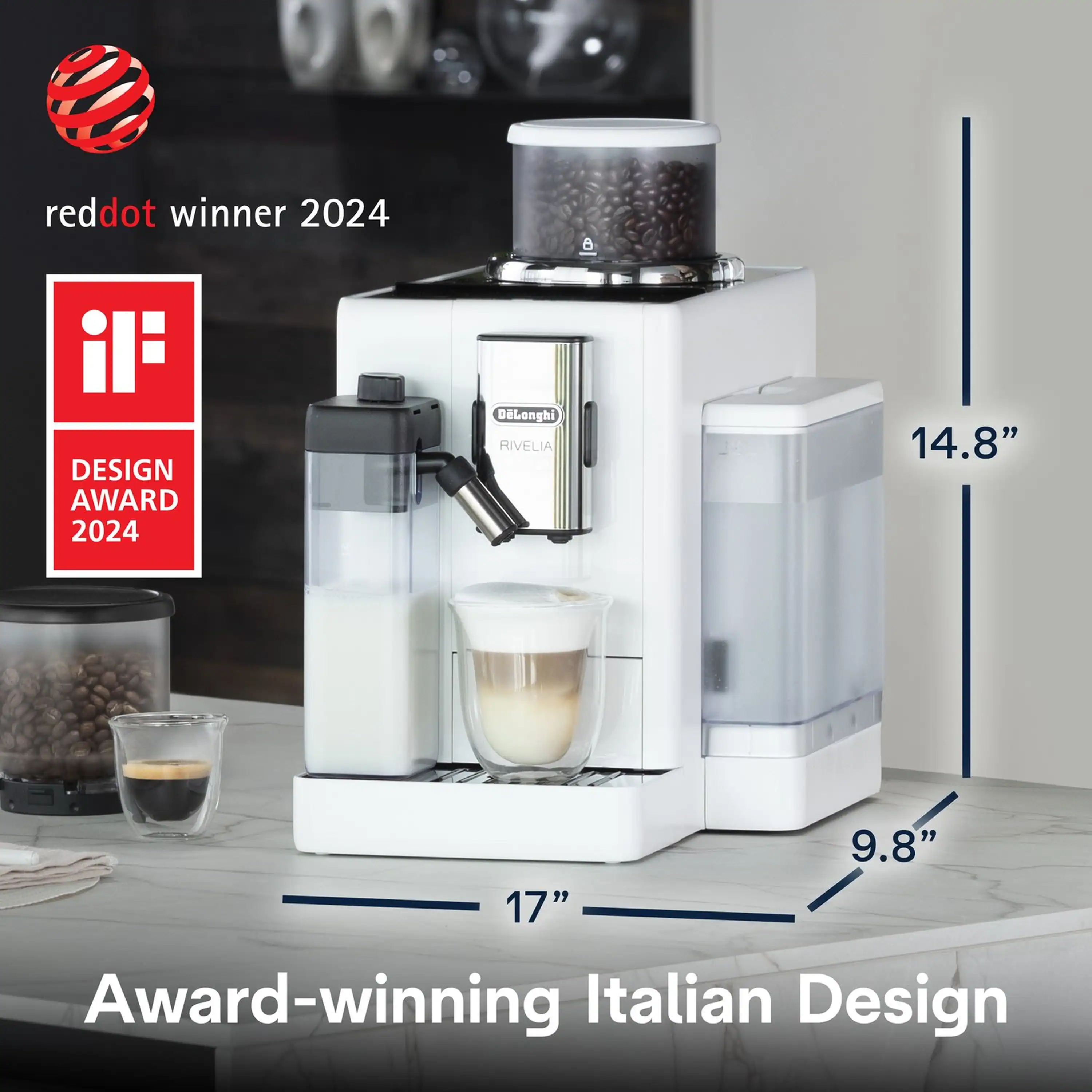 De'Longhi Rivelia Fully Automatic Espresso Machine in White (EXAM44055W) - Image 13