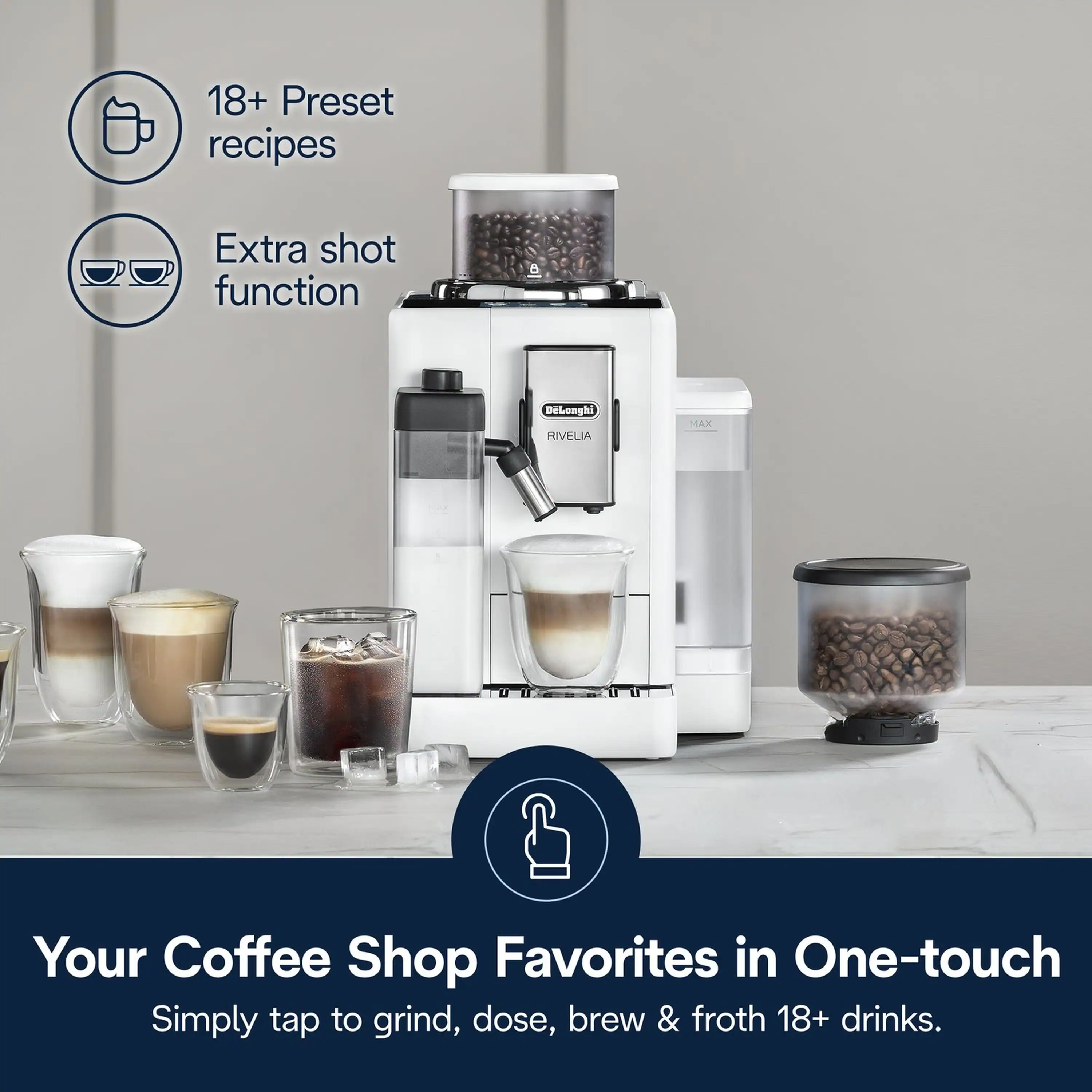 De'Longhi Rivelia Fully Automatic Espresso Machine in White (EXAM44055W) - Image 14