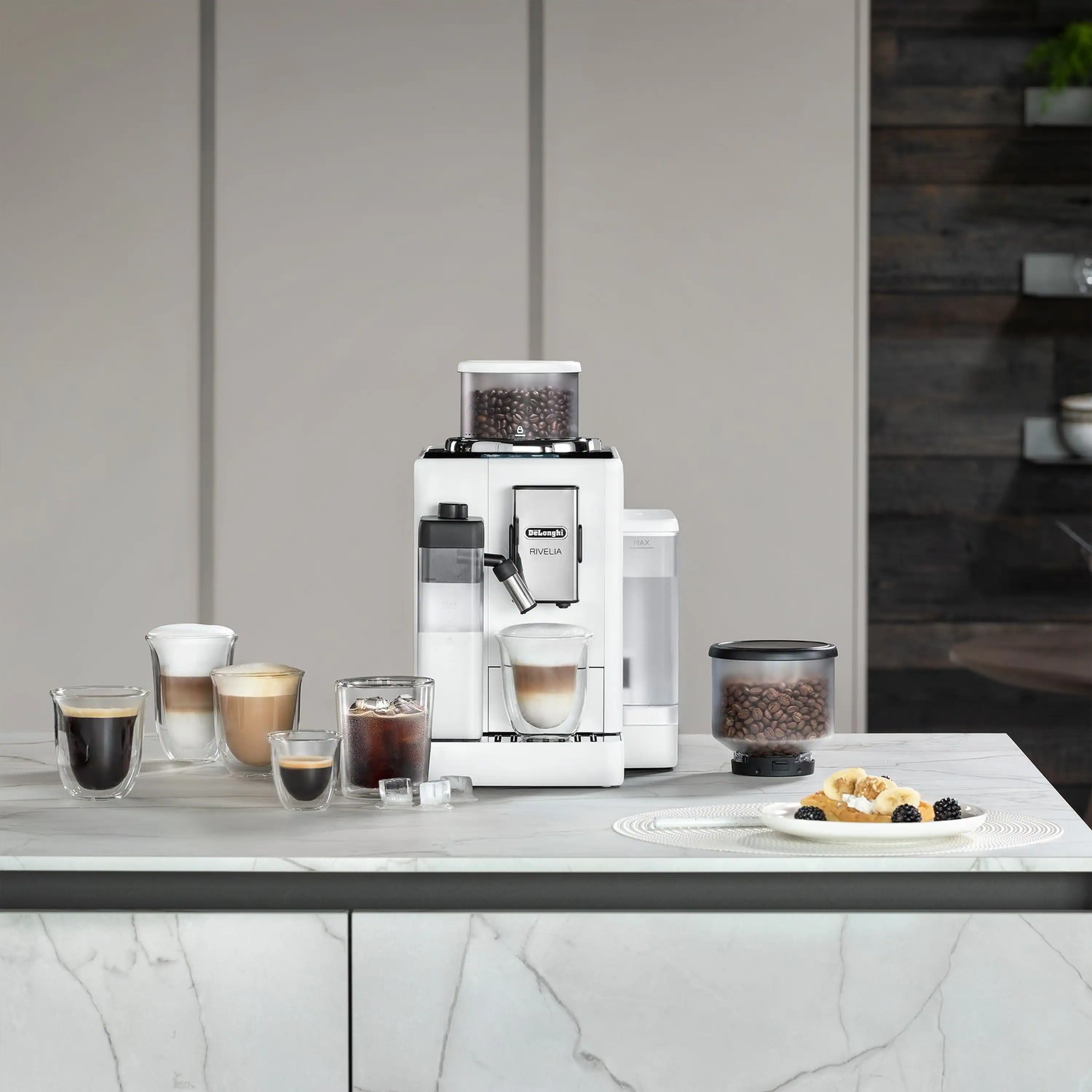 De'Longhi Rivelia Fully Automatic Espresso Machine in White (EXAM44055W) - Image 2