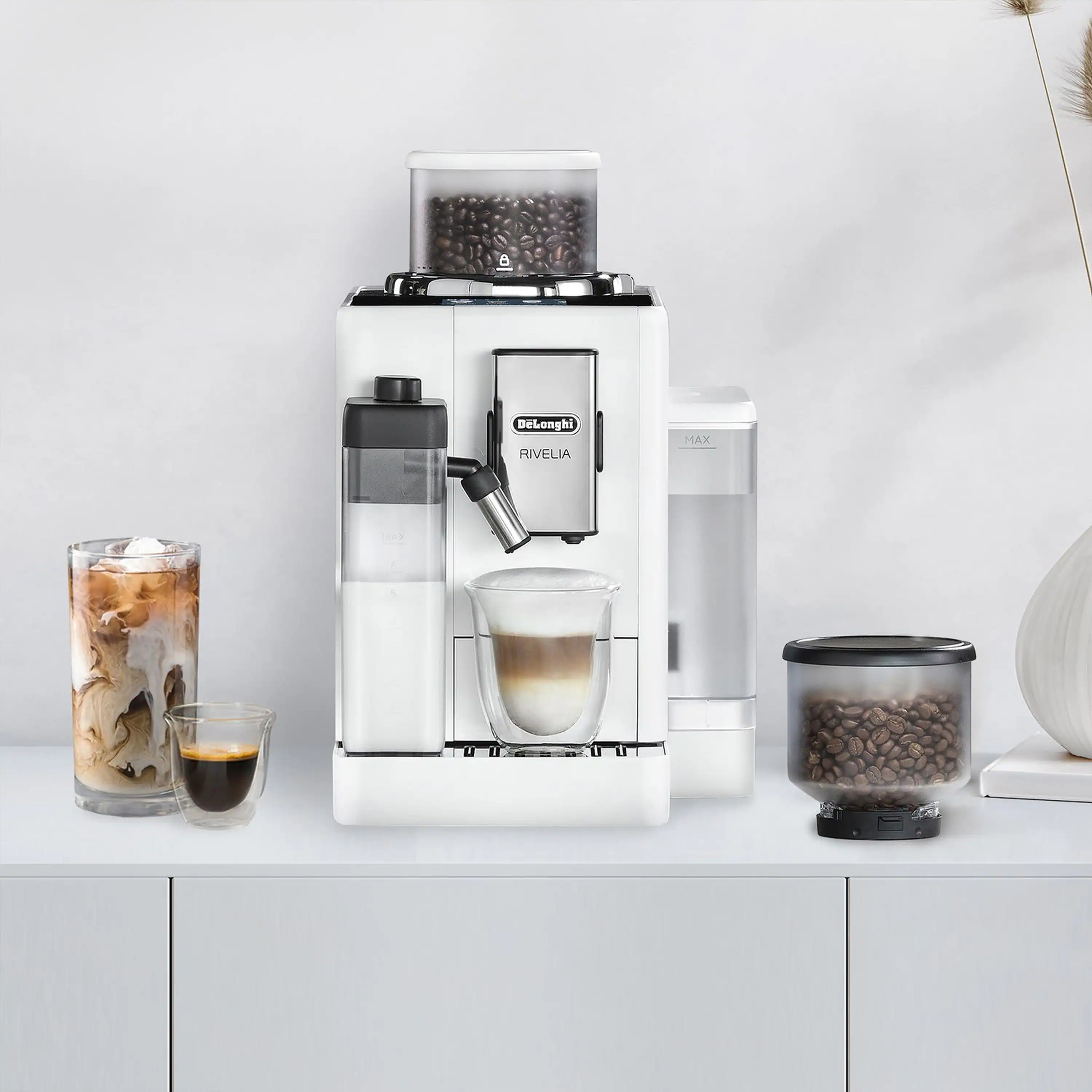 De'Longhi Rivelia Fully Automatic Espresso Machine in White (EXAM44055W) - Image 5