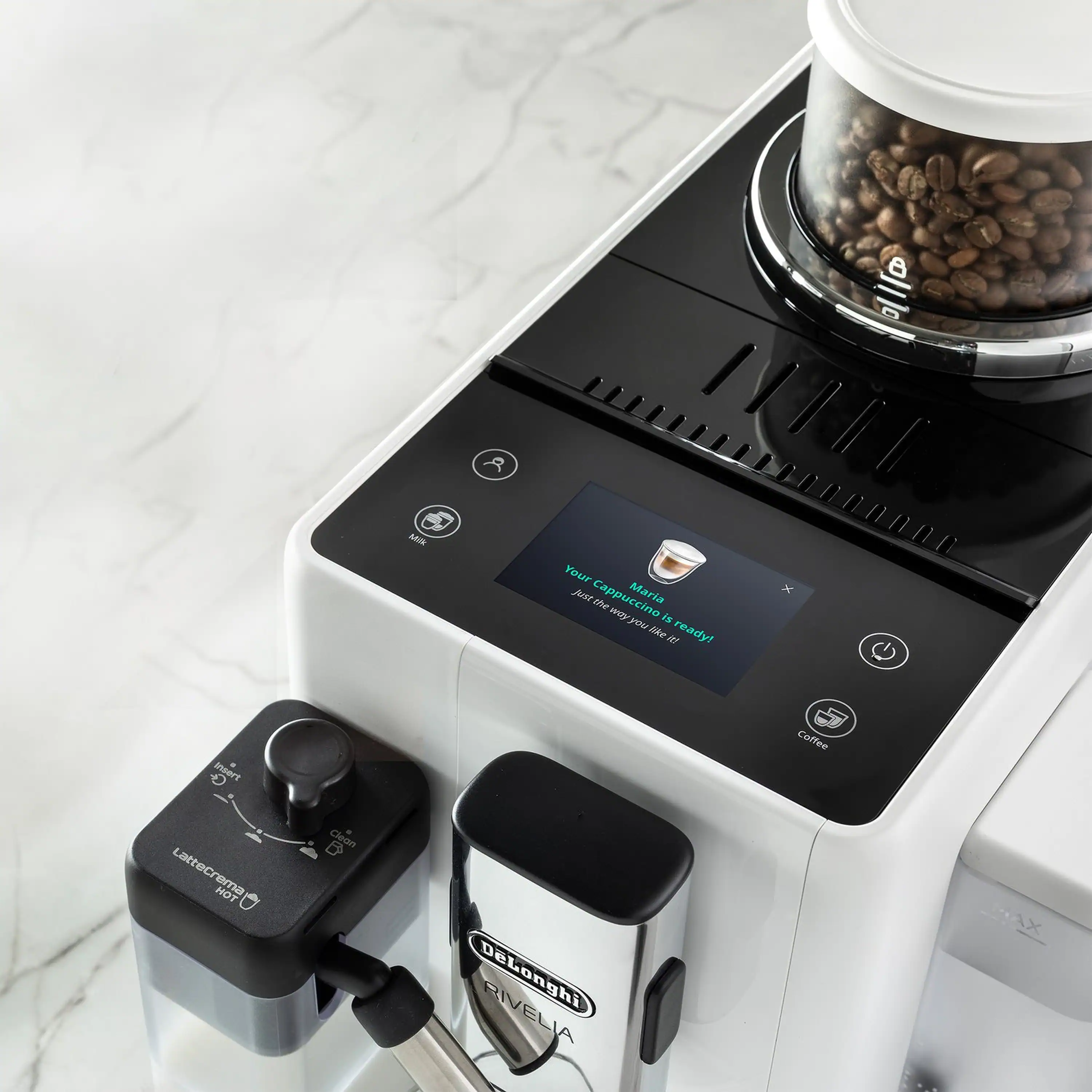 De'Longhi Rivelia Fully Automatic Espresso Machine in White (EXAM44055W) - Image 8