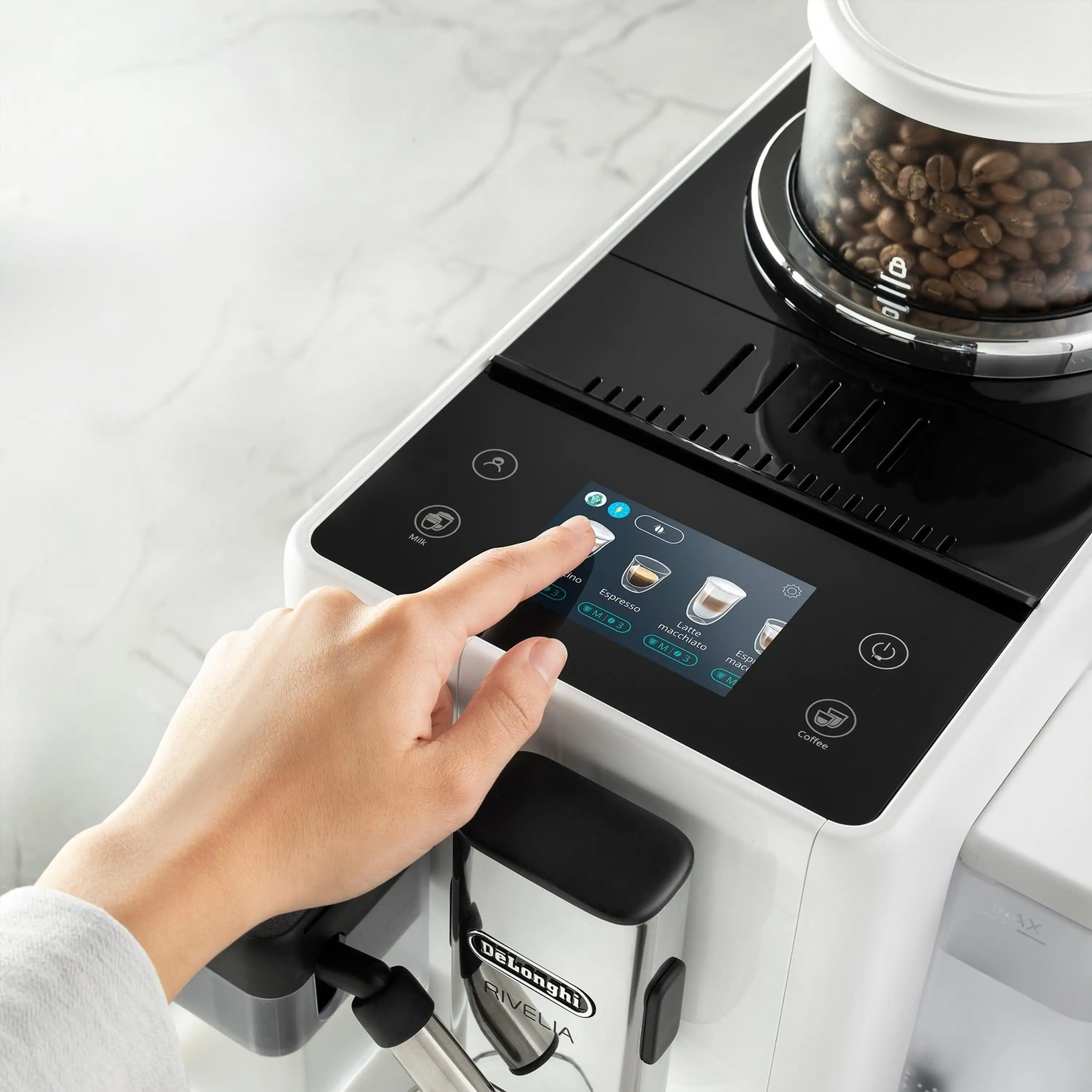 De'Longhi Rivelia Fully Automatic Espresso Machine in White (EXAM44055W) - Image 9