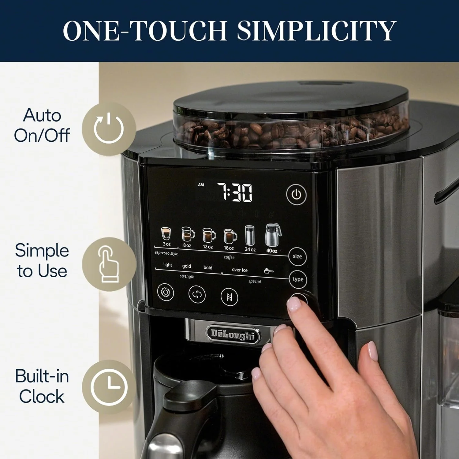 De'Longhi TrueBrew Automatic Coffee Maker with Bean Extract Technology with Thermal Carafe (CAM51035M) - Image 20