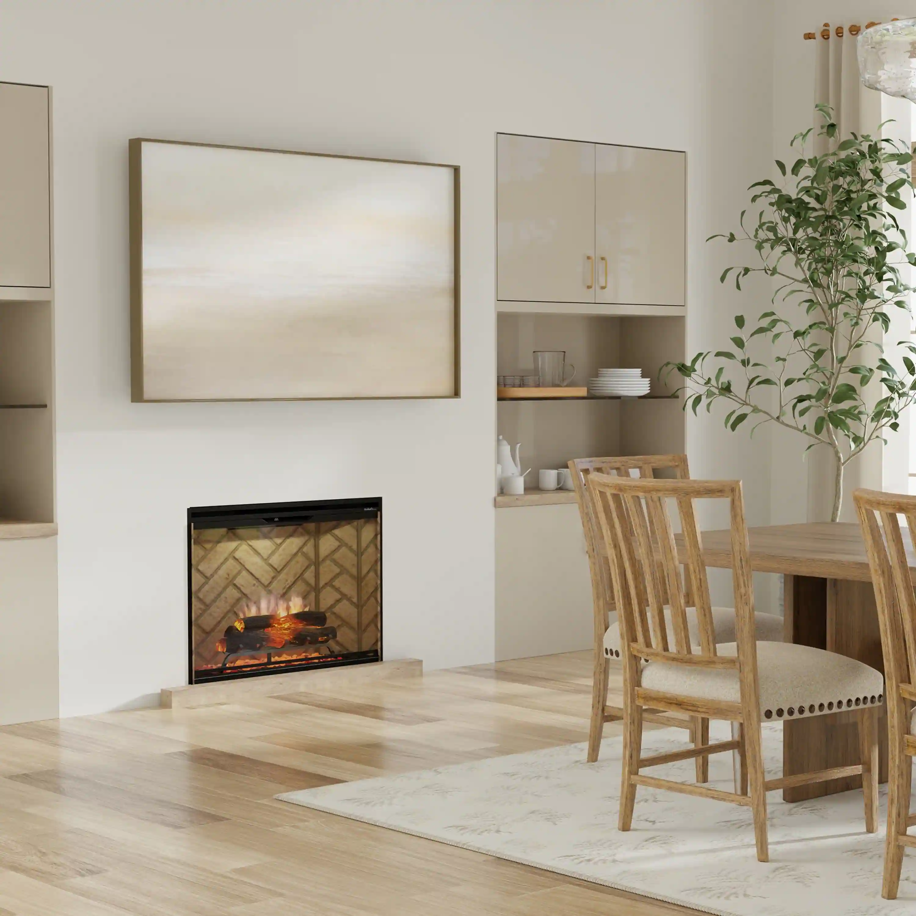 Dimplex 36-Inch Built-In Electric Firebox in Herringbone with internal LED Lighting (REV36-HB) - Image 2