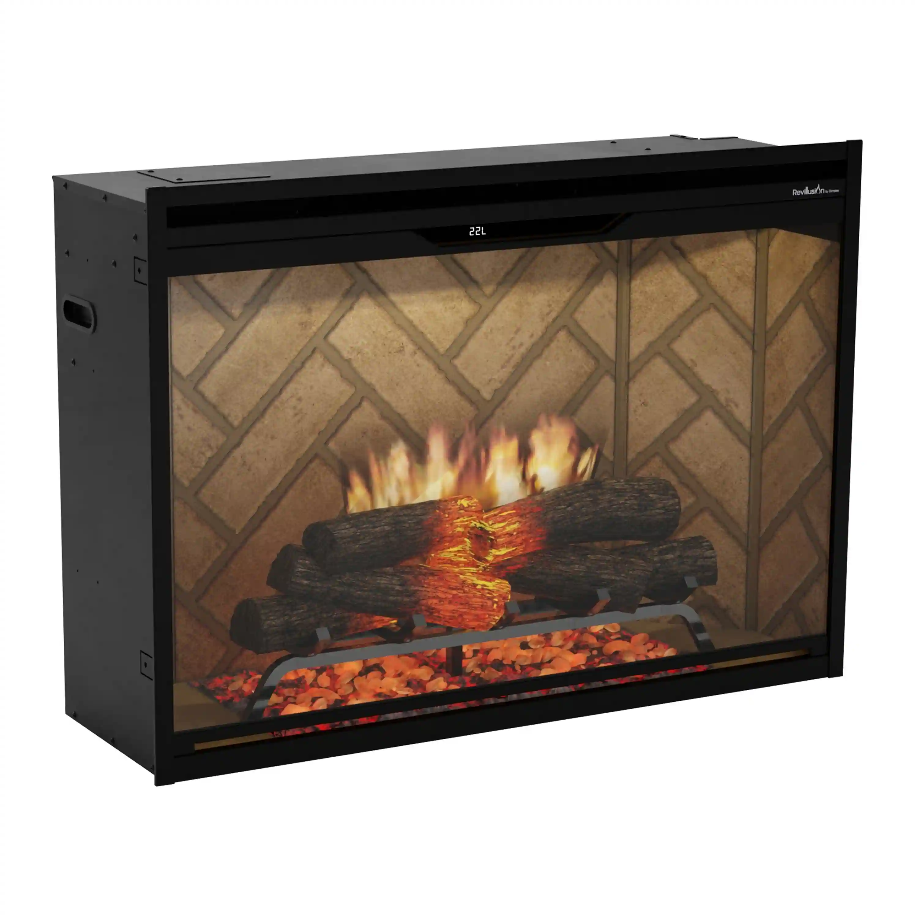 Dimplex 36-Inch Built-In Electric Firebox in Herringbone with internal LED Lighting (REV36-HB) - Image 4