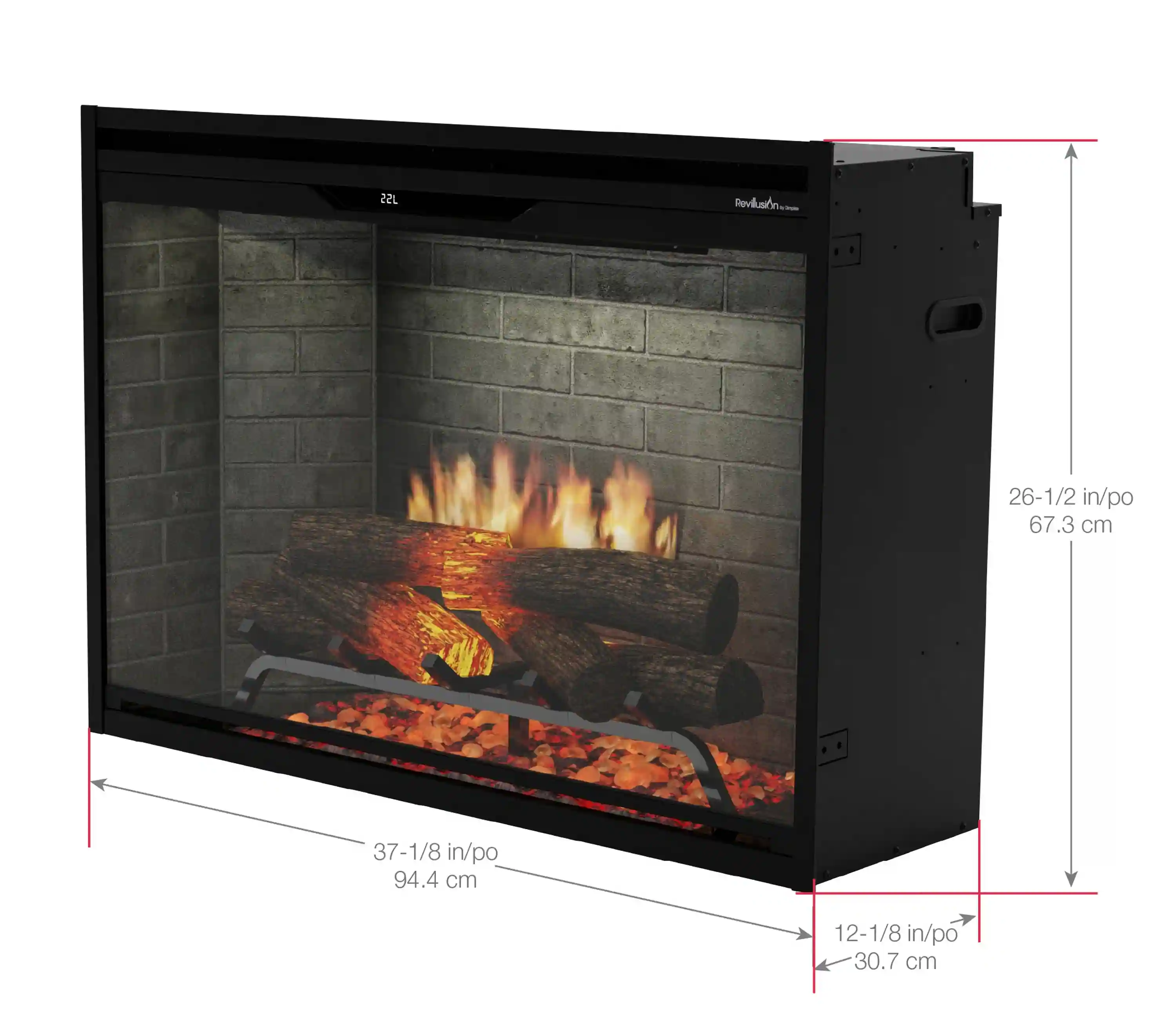 Dimplex 36-Inch Built-In Electric Firebox in Herringbone with internal LED Lighting (REV36-HB) - Image 8