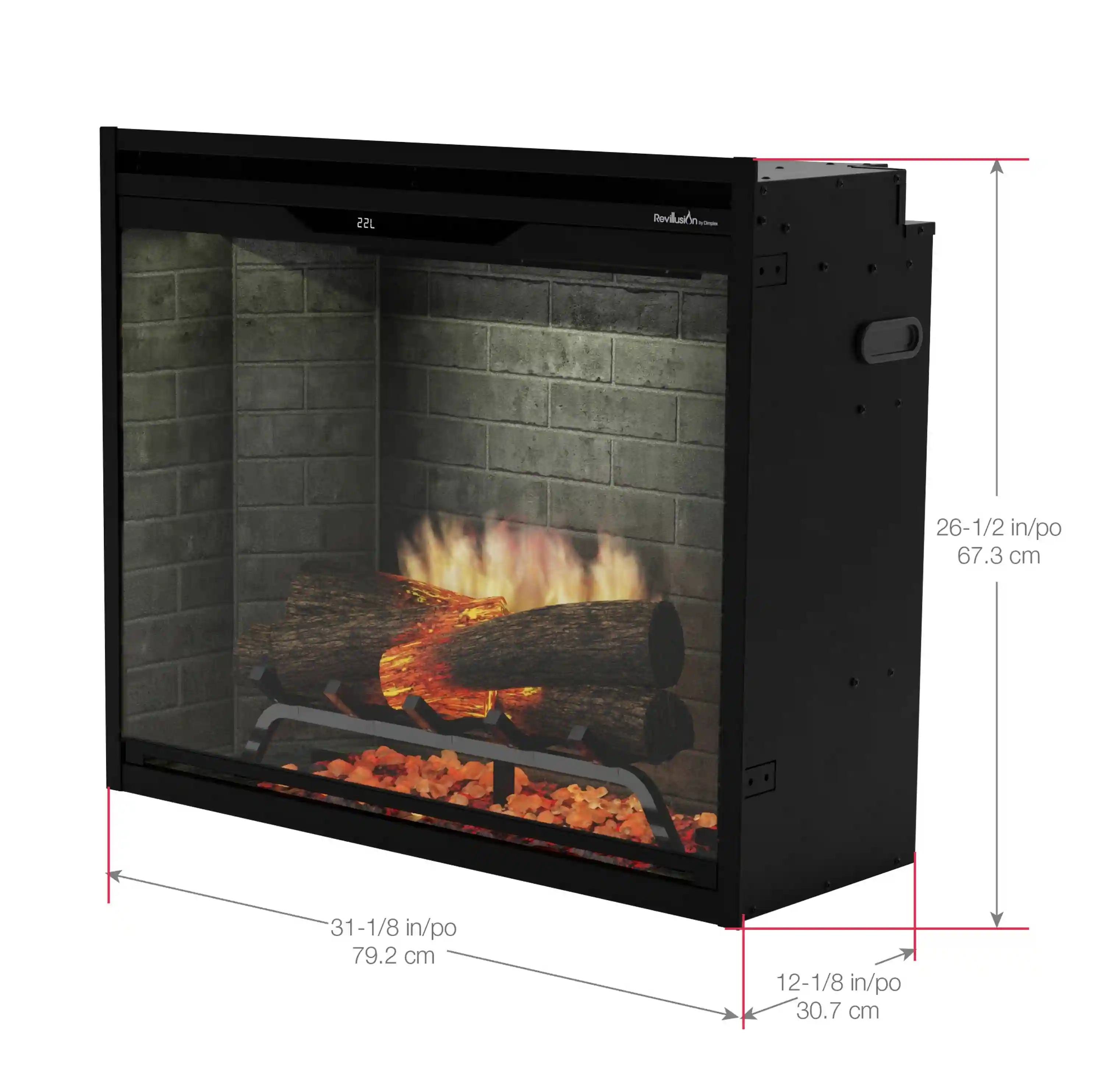 Dimplex Revillusion 30-Inch Built-In Firebox in Weathered Concrete with internal LED Lighting (REV30-WC) - Image 10