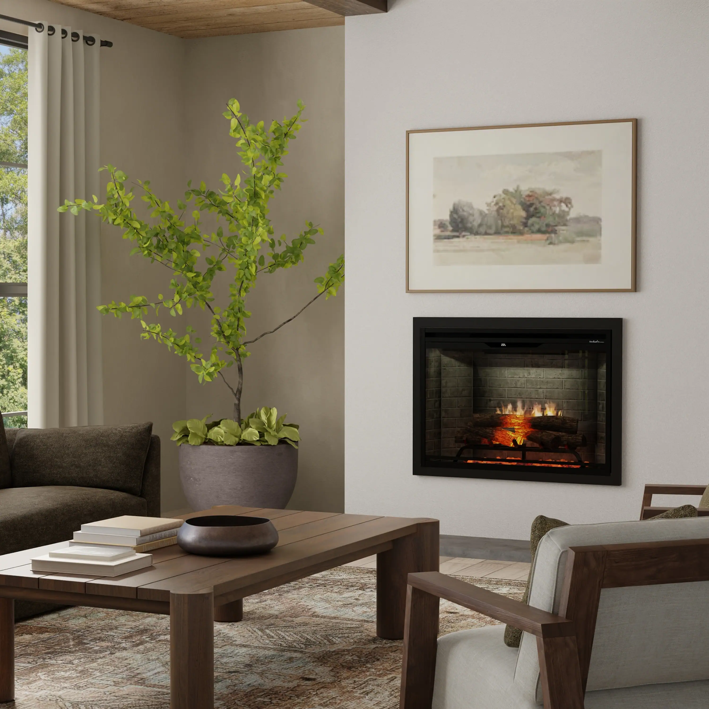 Dimplex Revillusion 36-Inch Portrait Built-In Electric Firebox in Neutral Brick with internal LED Lighting (REV36P-NB) - Image 3