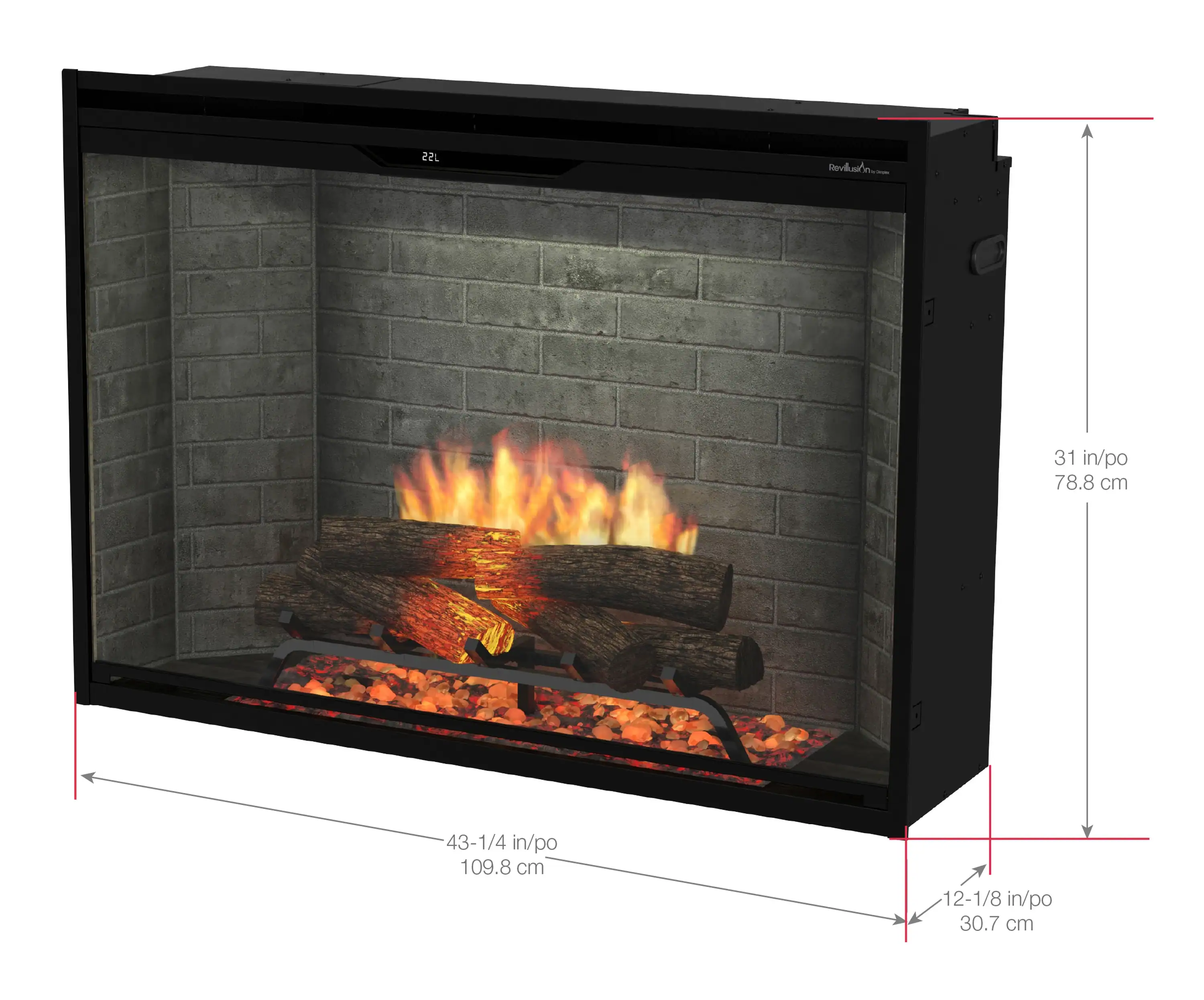 Dimplex Revillusion 42-Inch Built-In Electric Firebox in Neutral Brick with internal LED Lighting (REV42-NB) - Image 10