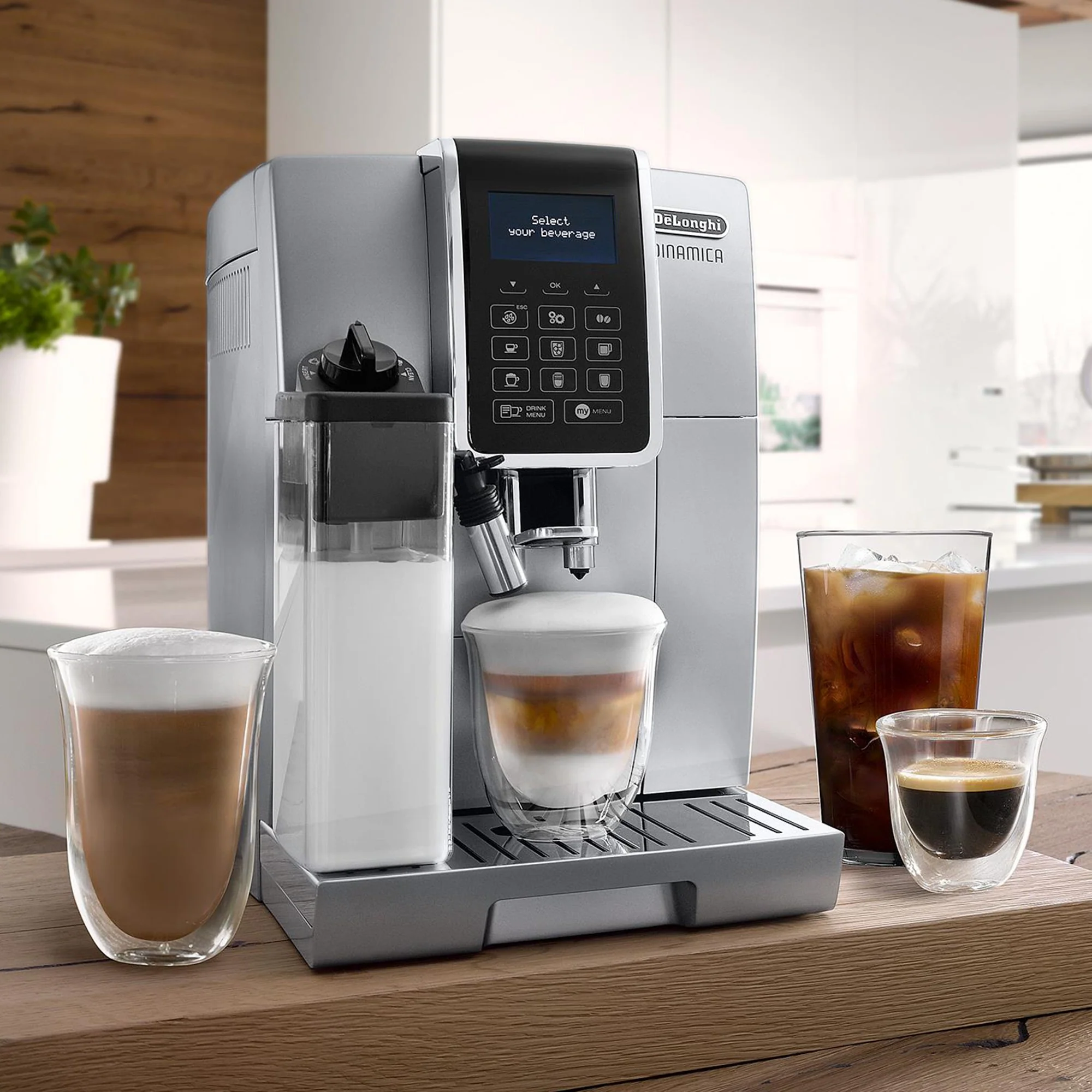 De'Longhi Dinamica with LatteCrema Super Automatic Espresso Machine in Silver (ECAM35075SI) - Image 3